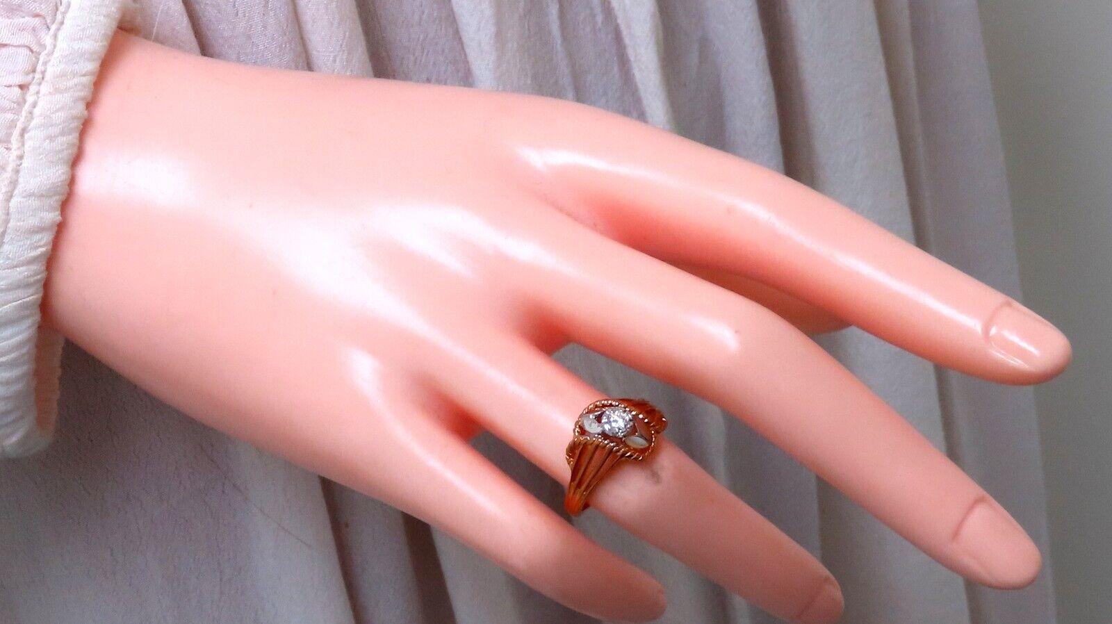 Women's or Men's Restored Vintage Natural Diamond Petal Tulip Deco Ring .12ct 14kt gold For Sale