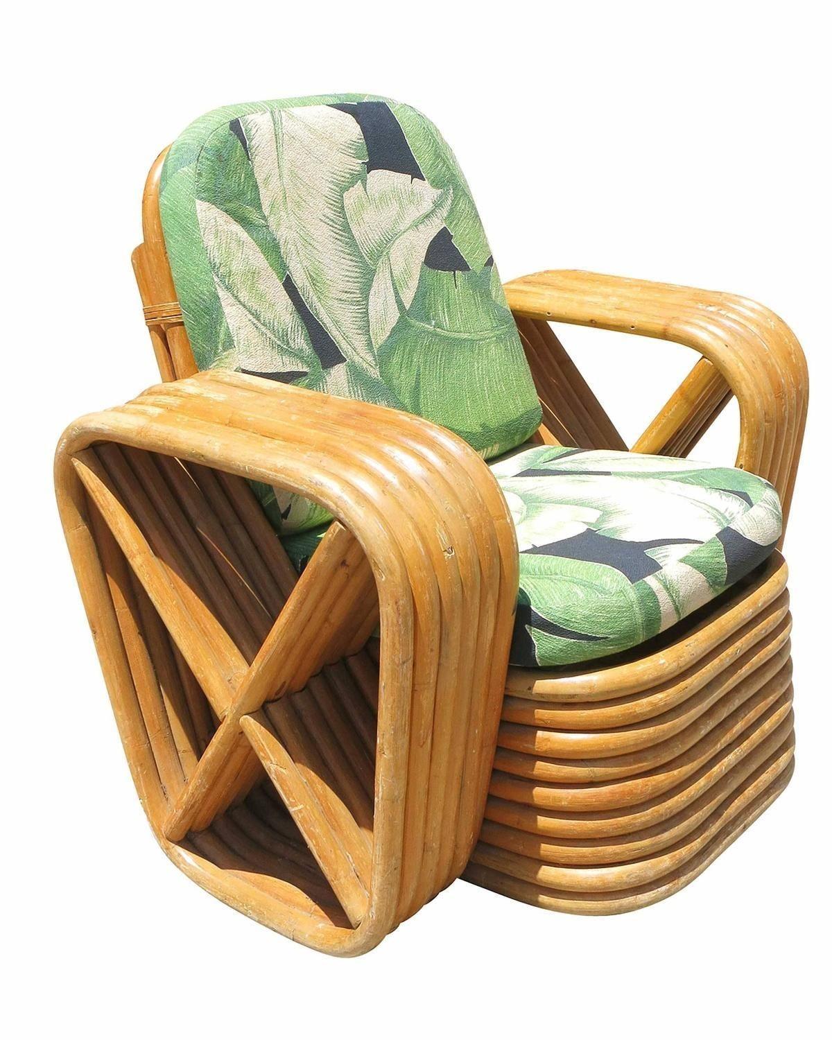 Restaurierter Vintage Paul Frankl-Rattan-Kinder-Loungesessel mit Brezel (amerikanisch) im Angebot
