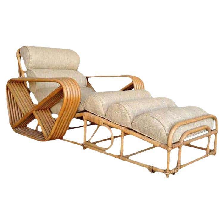 Restored Vintage Paul Frankl Rattan Chaise Lounge Chair with Pretzel ...