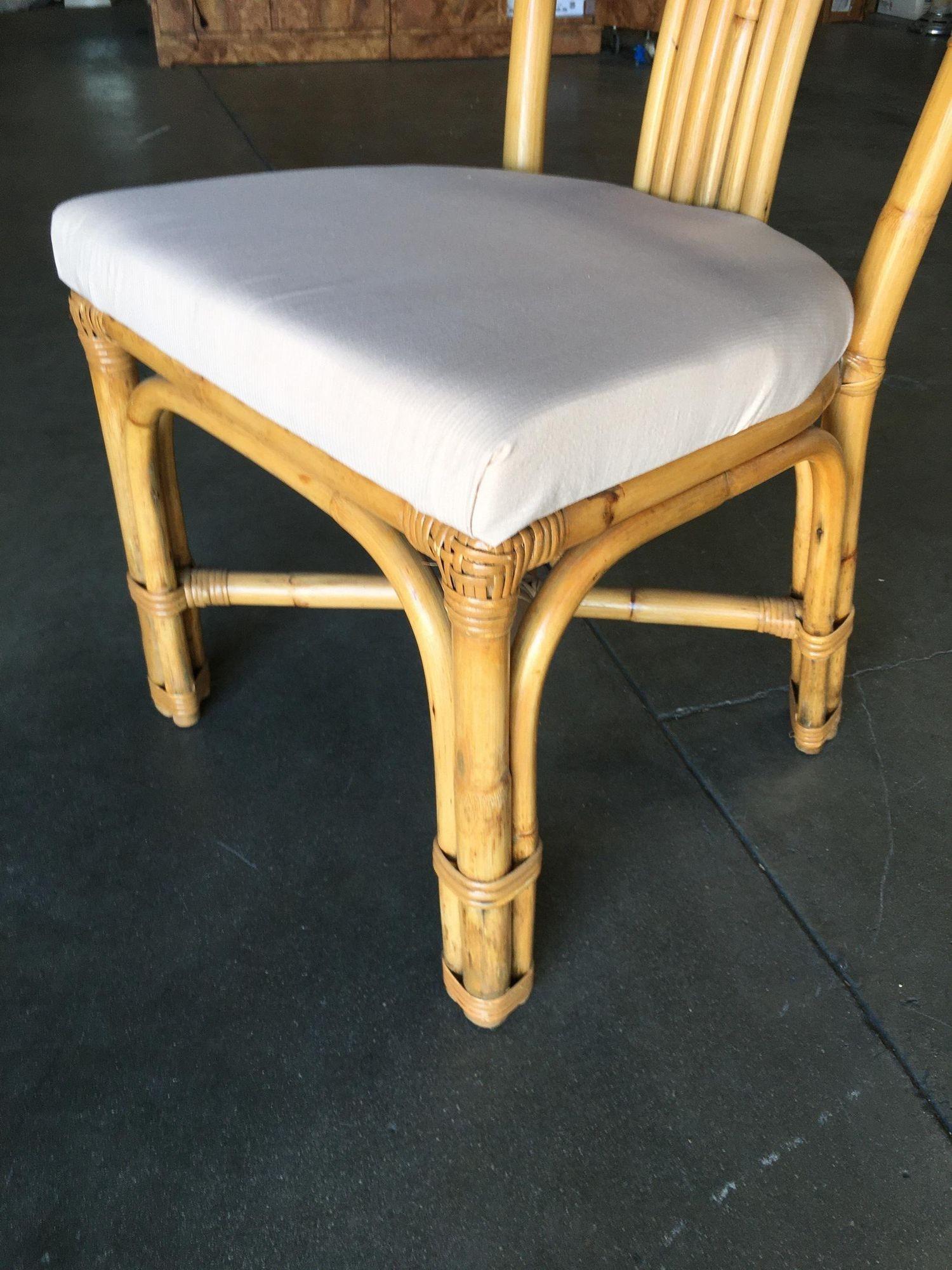 Restored Vintage Rattan Side Chair with 6 Strand Back For Sale 4