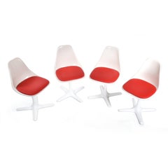 Restored Vintage Round Lucite Table Dining Set with 4 Burke Tulip Chairs