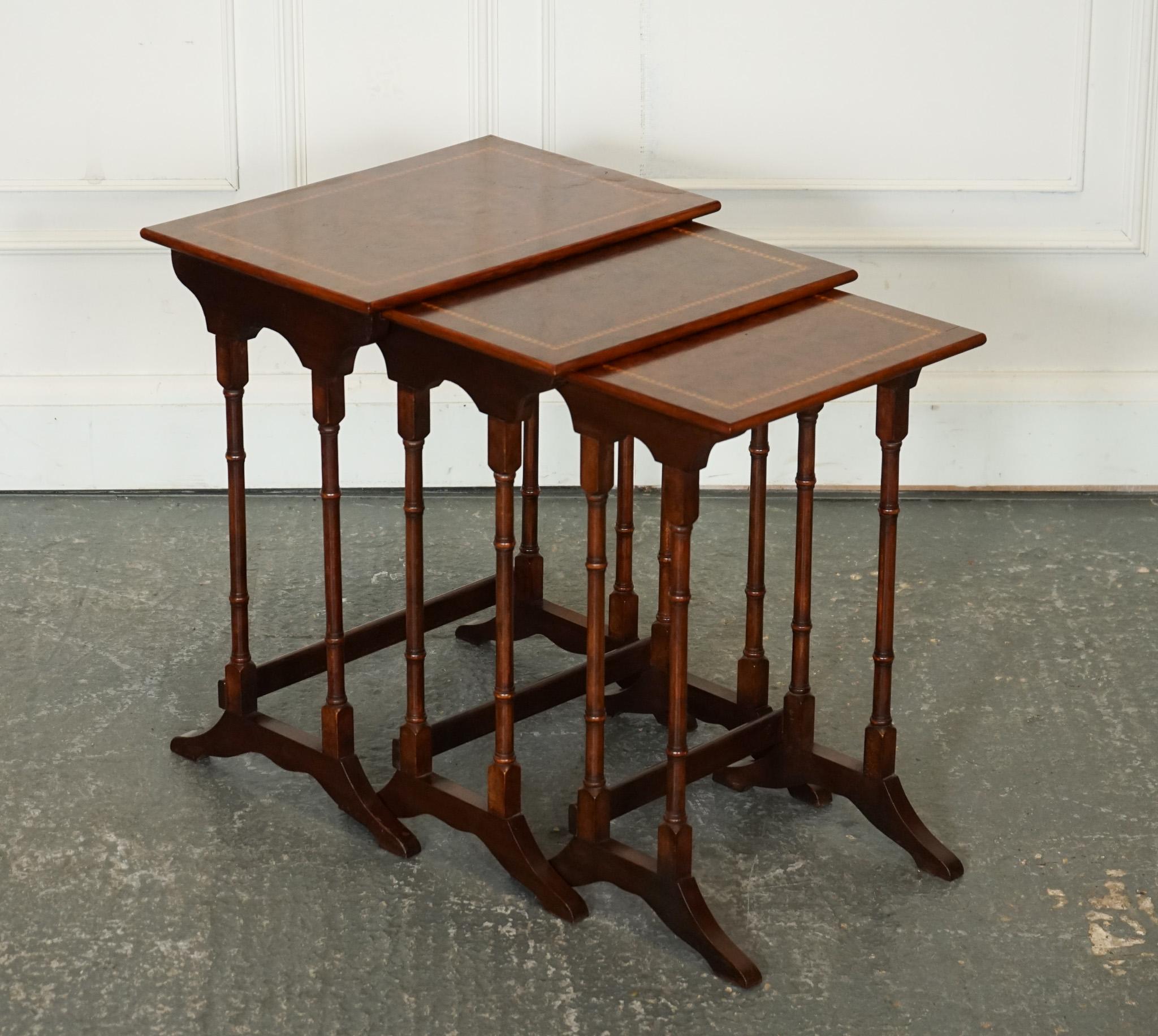 

We are delighted to offer for sale this Restored Vintage Sheraton Revival Burr Walnut Nest Of Tables.

These well-made and solid tables have been stripped back and french polished, restoring the tables to their original beauty. This method was