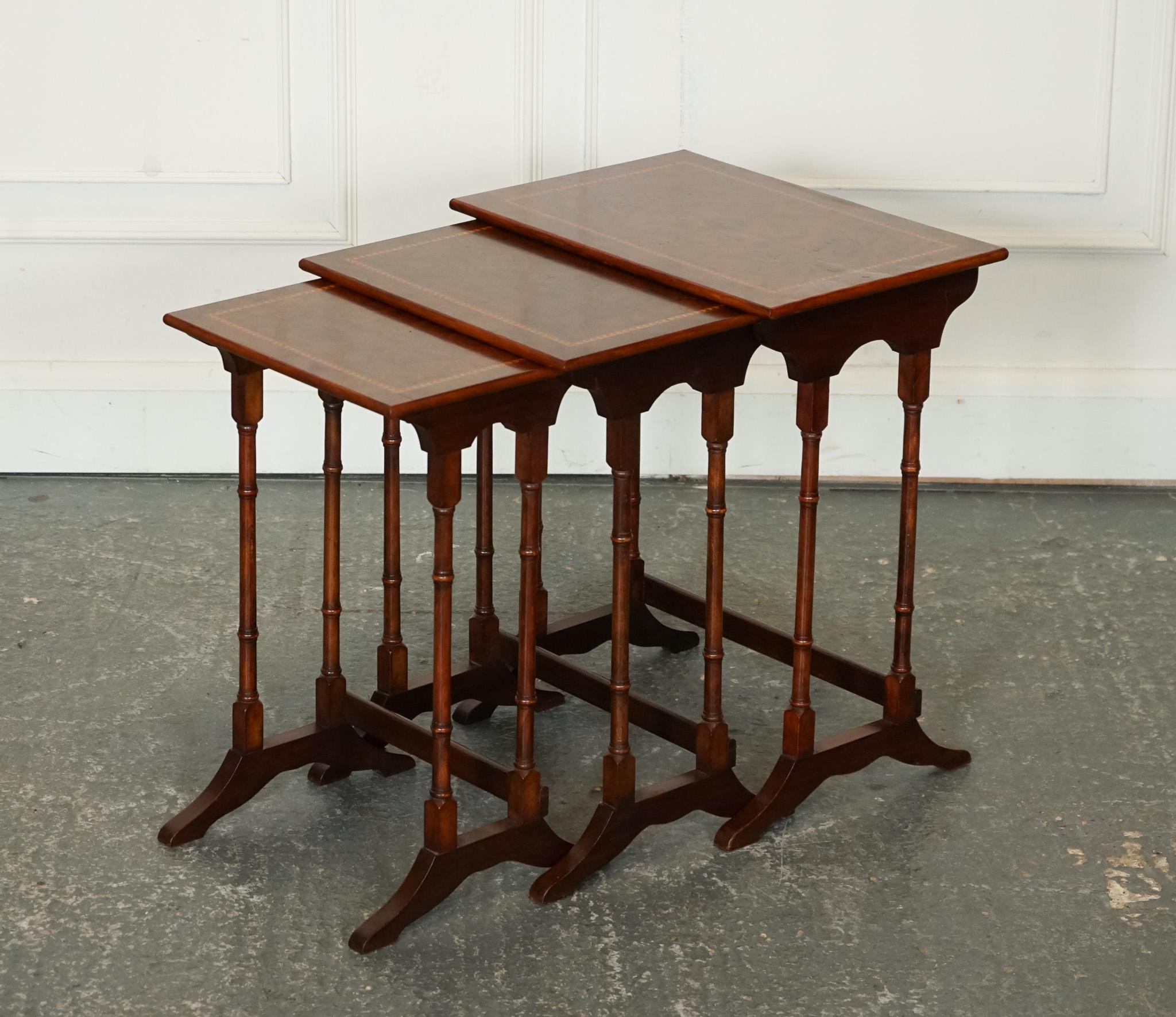 Hand-Crafted RESTORED VINTAGE SHERATON REViVAL BURR WALNUT NEST OF TABLES For Sale