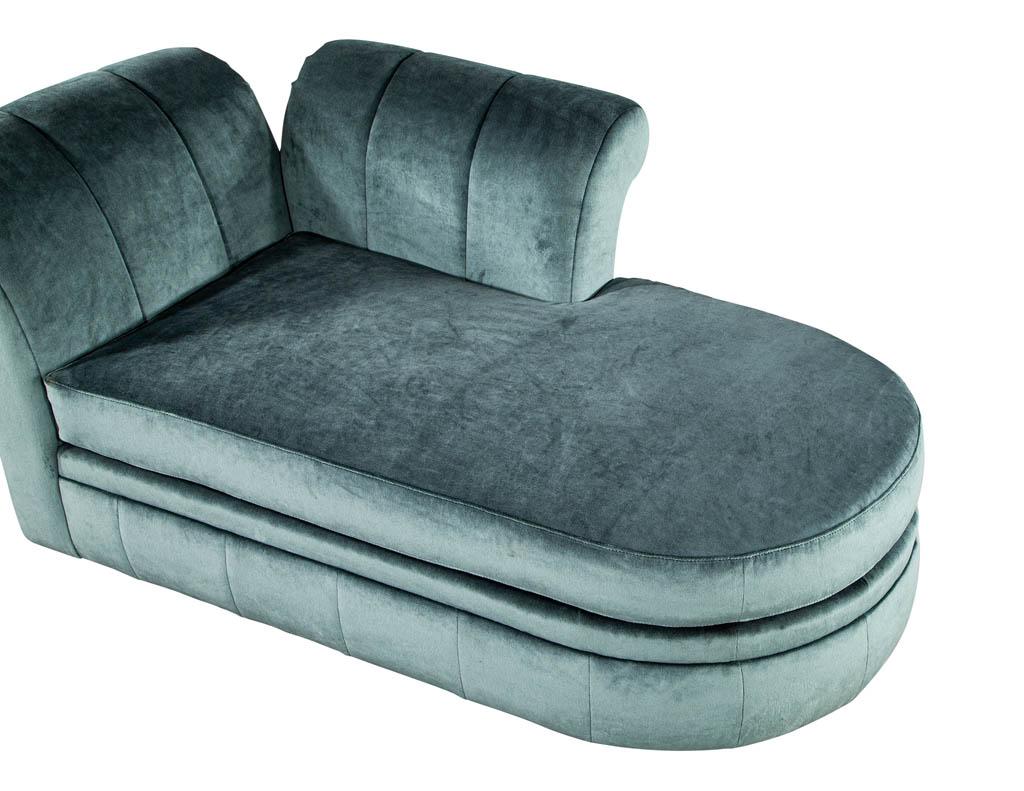 Velvet Restored Vintage Upholstered Chaise Lounge Daybed