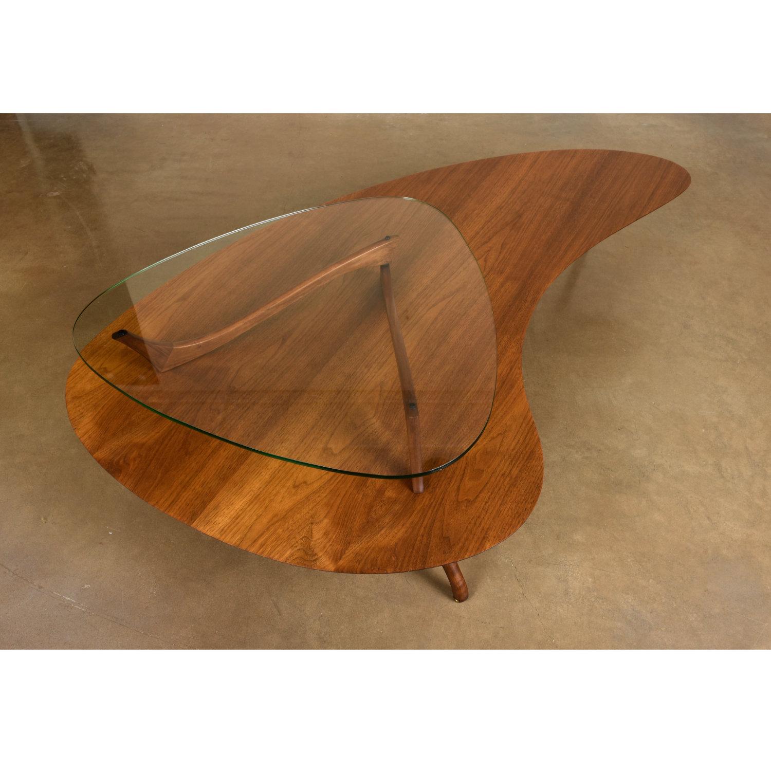 Restored Vladimir Kagan Style Two-Tier Amorphic Boomerang Coffee Table 1