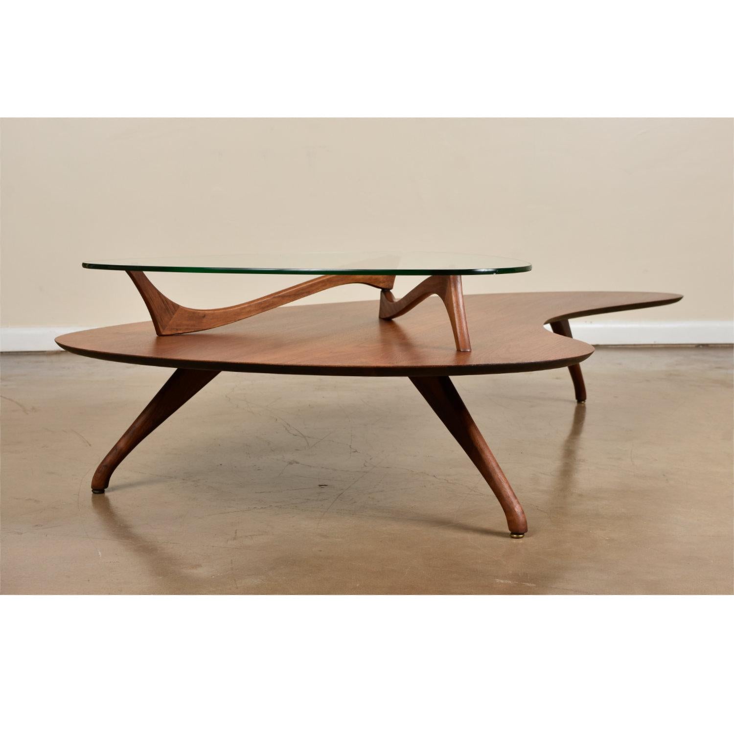 Restored Vladimir Kagan Style Two-Tier Amorphic Boomerang Coffee Table In Excellent Condition In Chattanooga, TN