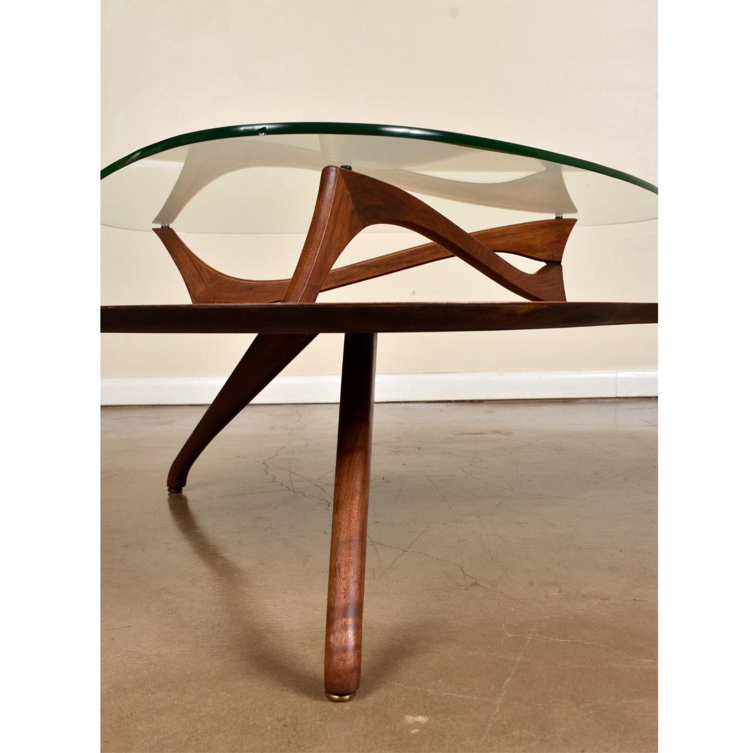 Mid-20th Century Restored Vladimir Kagan Style Two-Tier Amorphic Boomerang Coffee Table
