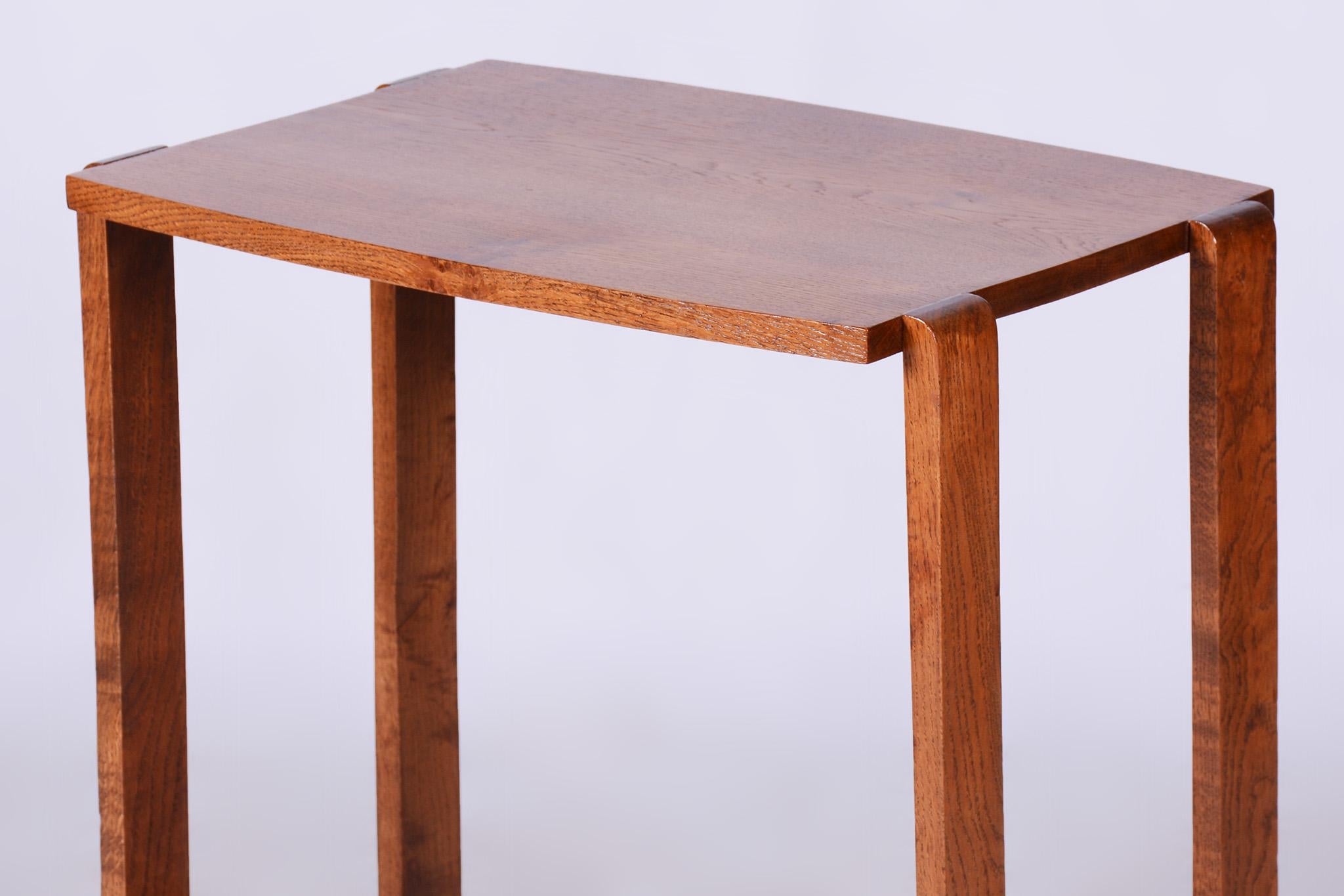 French Restored Walnut Art Deco Side Table Made in 1930s, France, Revived Polish For Sale
