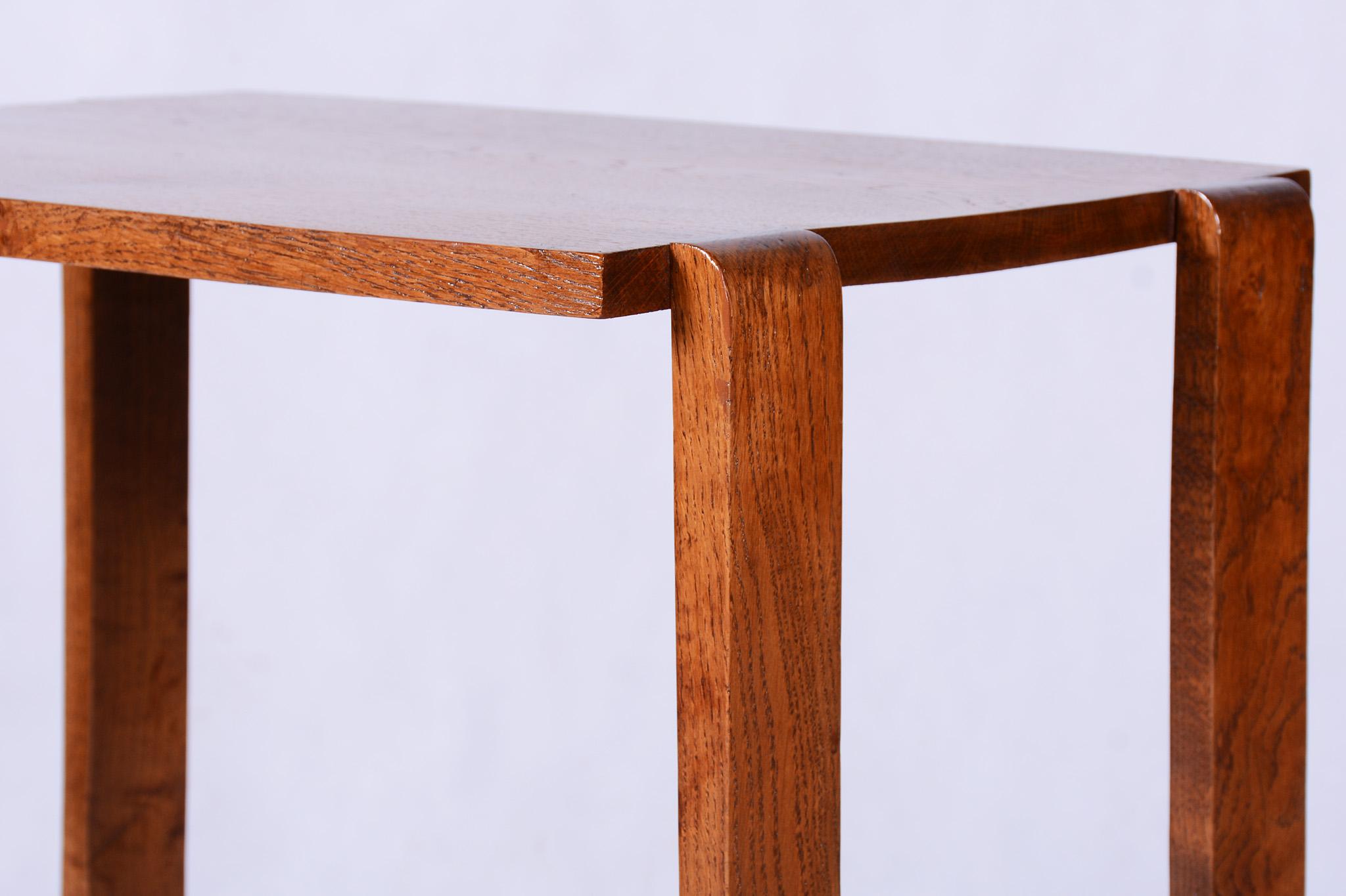 Mid-20th Century Restored Walnut Art Deco Side Table Made in 1930s, France, Revived Polish For Sale