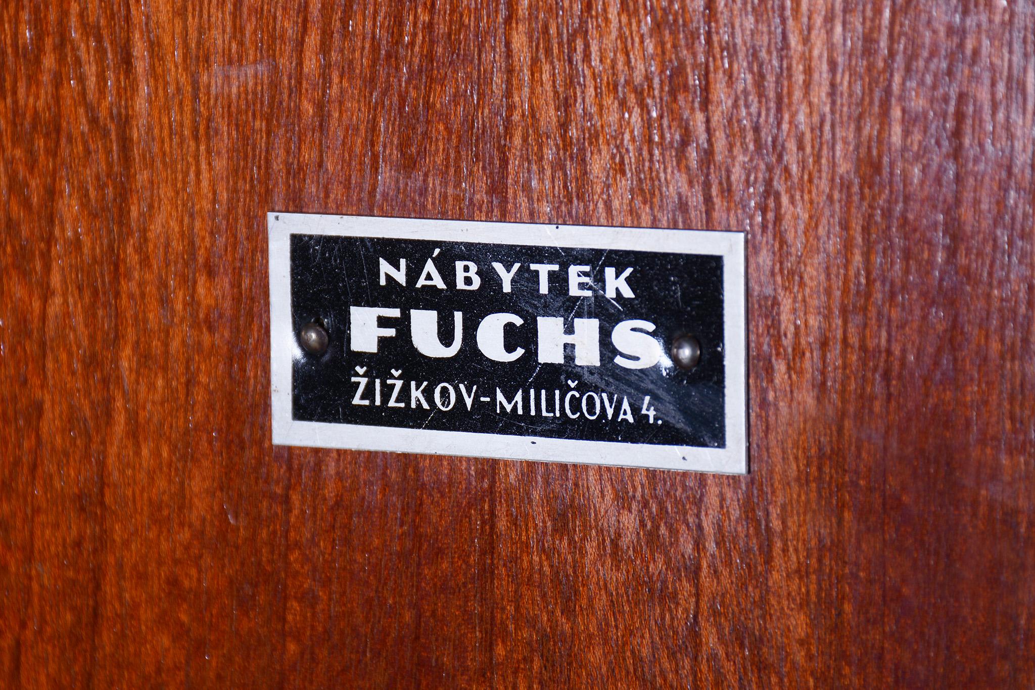 Restored Walnut ArtDeco Bauhaus Wardrobe, Fuchs Furniture Žižkov, Czechia, 1930s 5