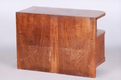 Restored Walnut ArtDeco Small Cabinet, Chrome-Plated Steel, Czechia, 1930s