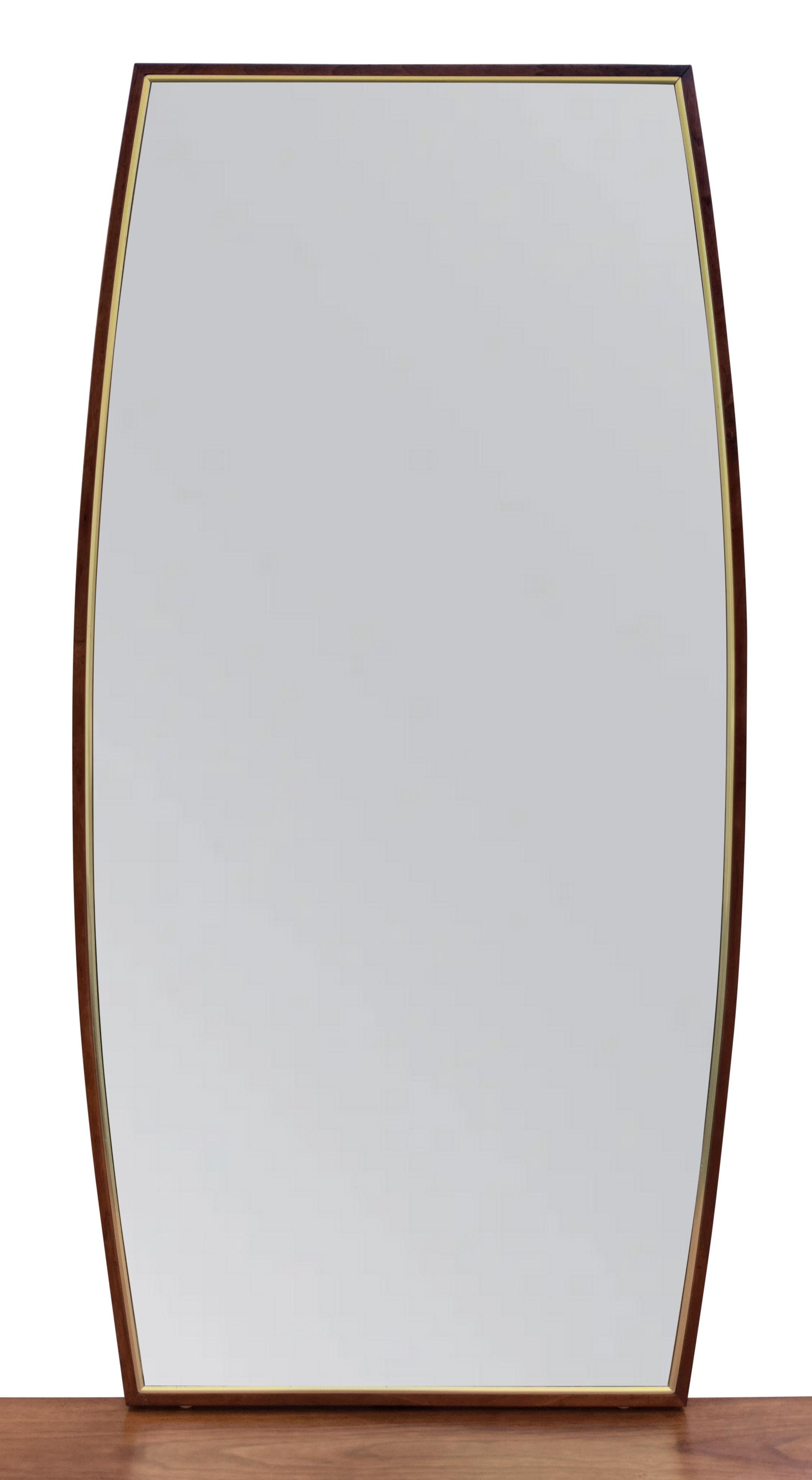 Restored Walnut & Burl Helen Hobey Baker Cabinet + Pair Mirrors Danish Style  For Sale 4