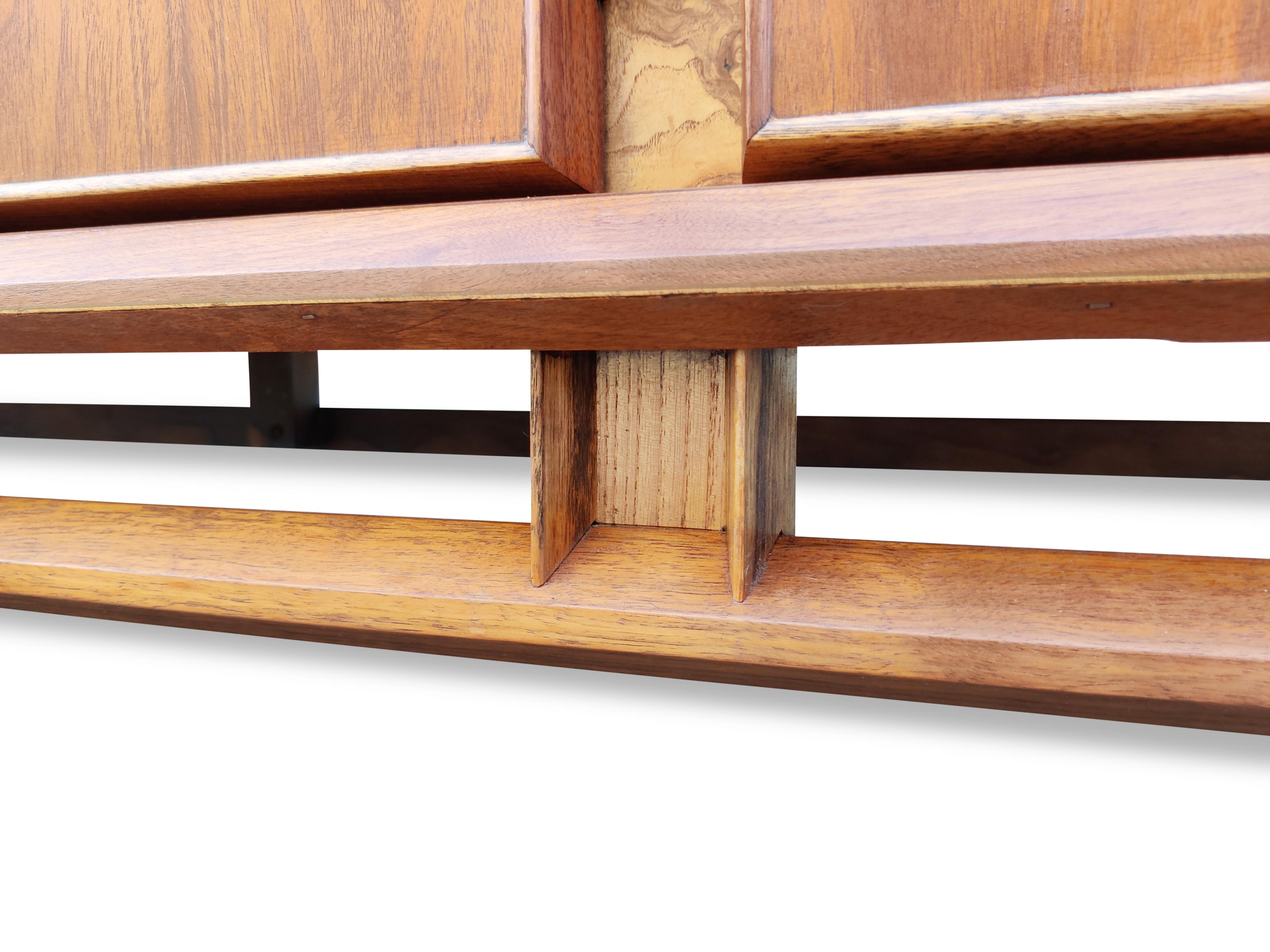Restored Walnut & Burl Helen Hobey Baker Cabinet + Pair Mirrors Danish Style For Sale 7