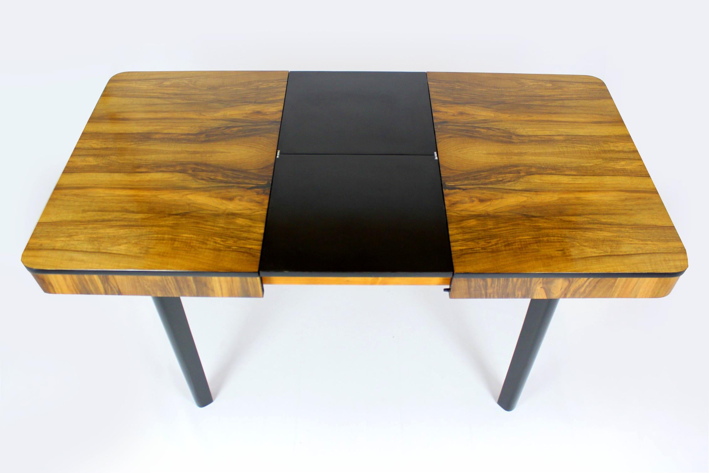 Art Deco Restored Walnut Folding Dining Table by Jindřich Halabala for Drevotvar, 1940s For Sale