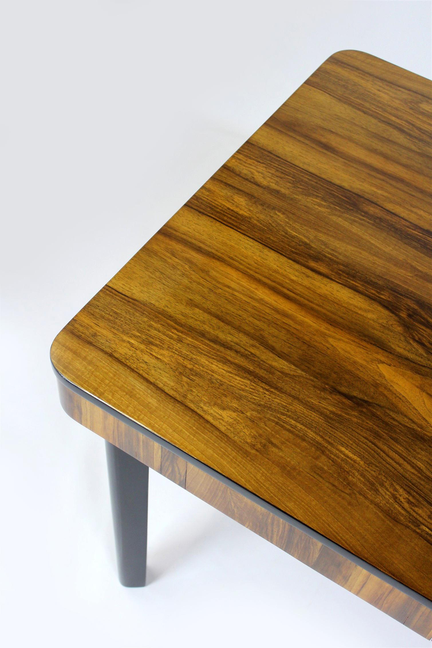 Wood Restored Walnut Folding Dining Table by Jindřich Halabala for Drevotvar, 1940s For Sale