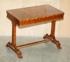 RESTORED WALNUT SATiNWOOD & HARDWOOD ANTIQUE VICTORIAN CHESSBOARD GAMES TABLE