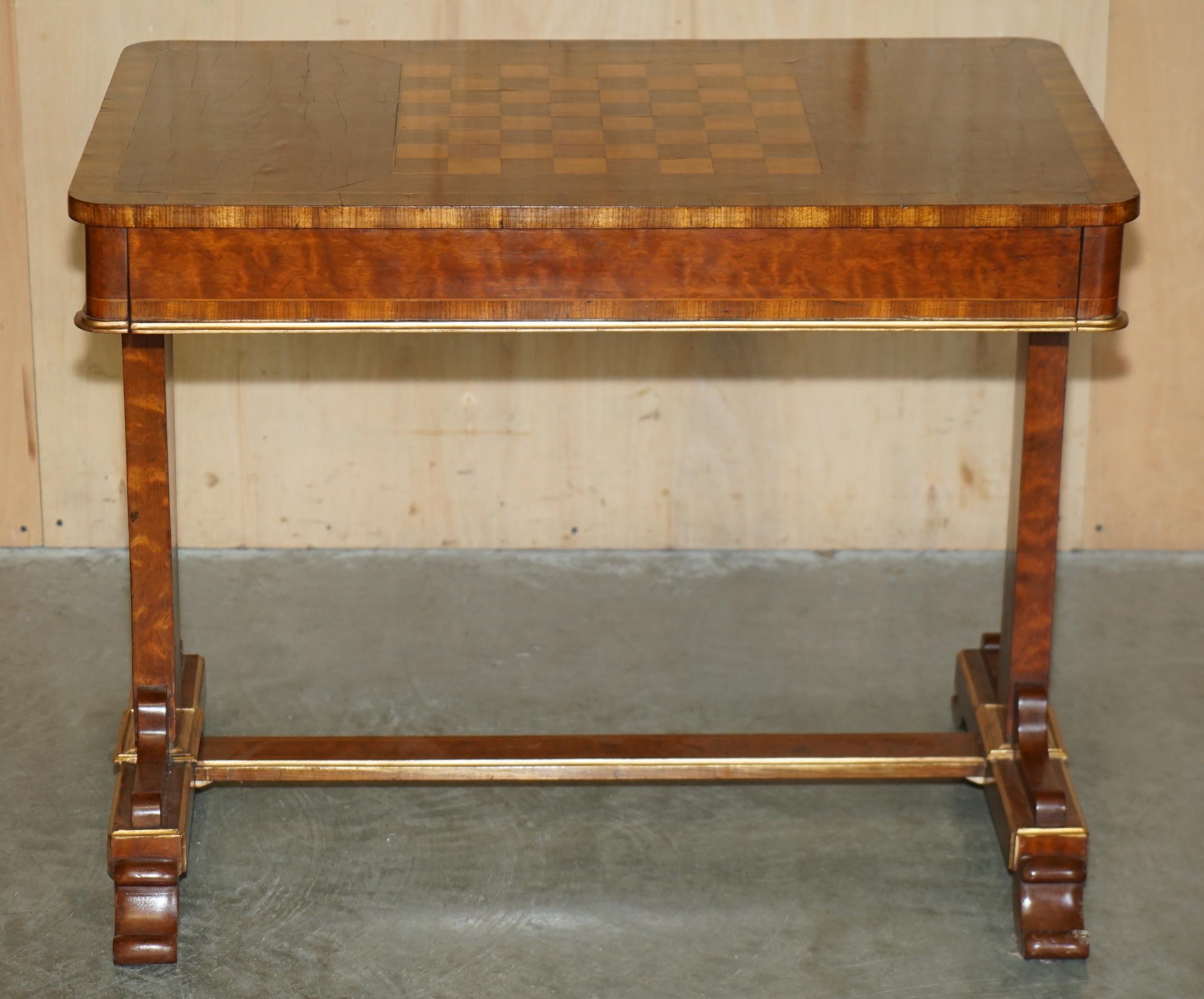 High Victorian RESTORED WALNUT SATiNWOOD & HARDWOOD ANTIQUE VICTORIAN CHESSBOARD GAMES TABLE For Sale