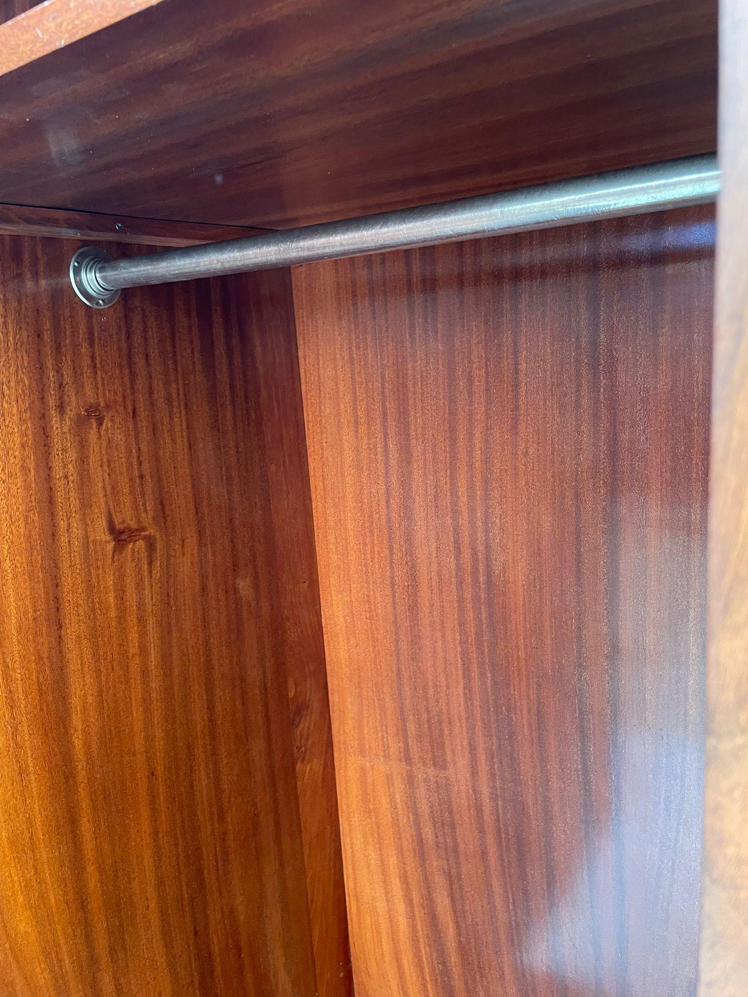 Restored Walnut Veneer Wardrobe with Art Deco Influence, 1960s For Sale 11