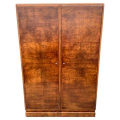 Restored Walnut Veneer Wardrobe with Art Deco Influence, 1960s