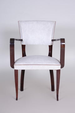 Restored White Armchair Made in France 1930, Upholstered with Artificial Leather