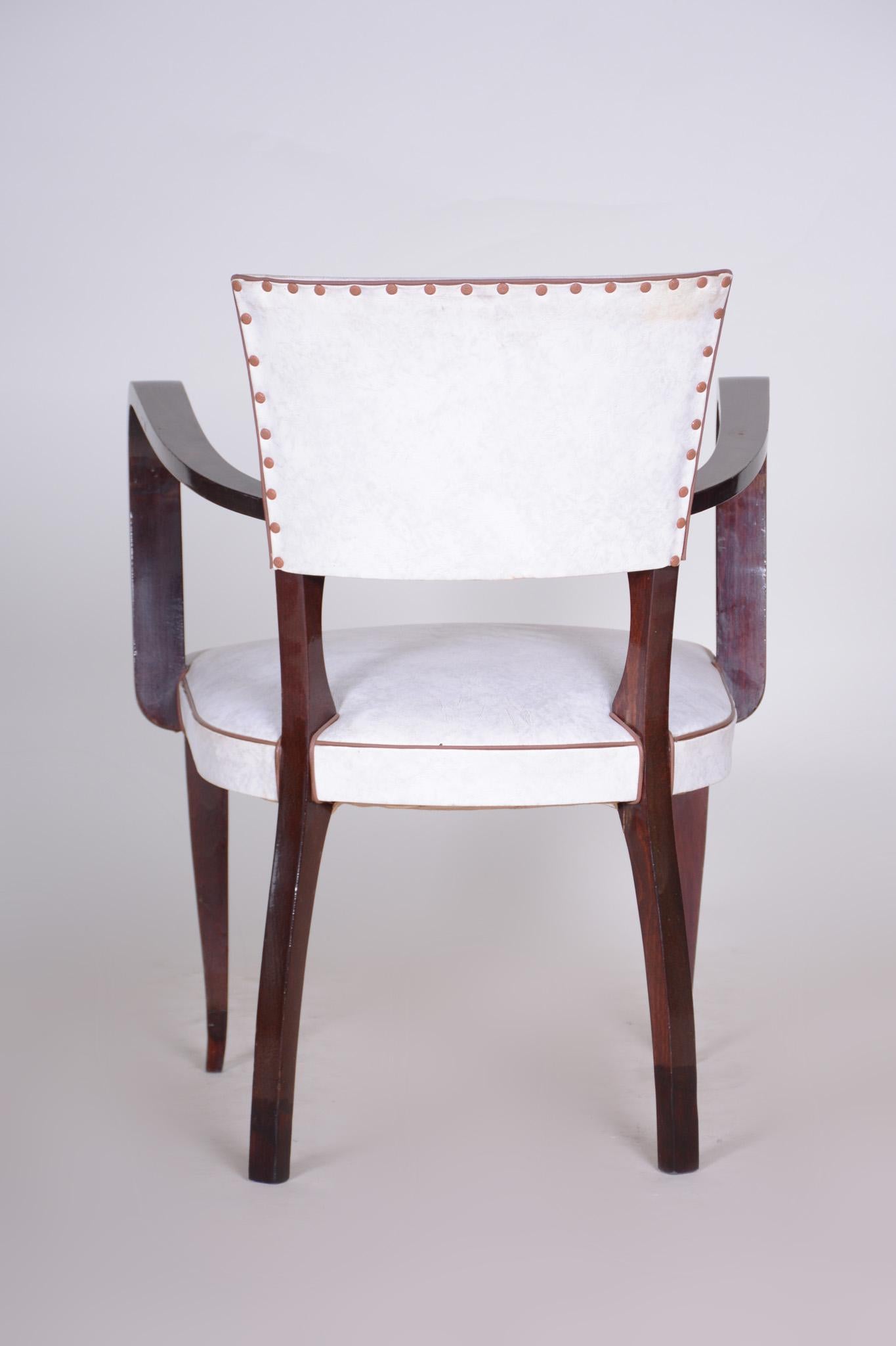 Restored White Armchair Made in France 1930, Upholstered with Artificial Leather For Sale 2