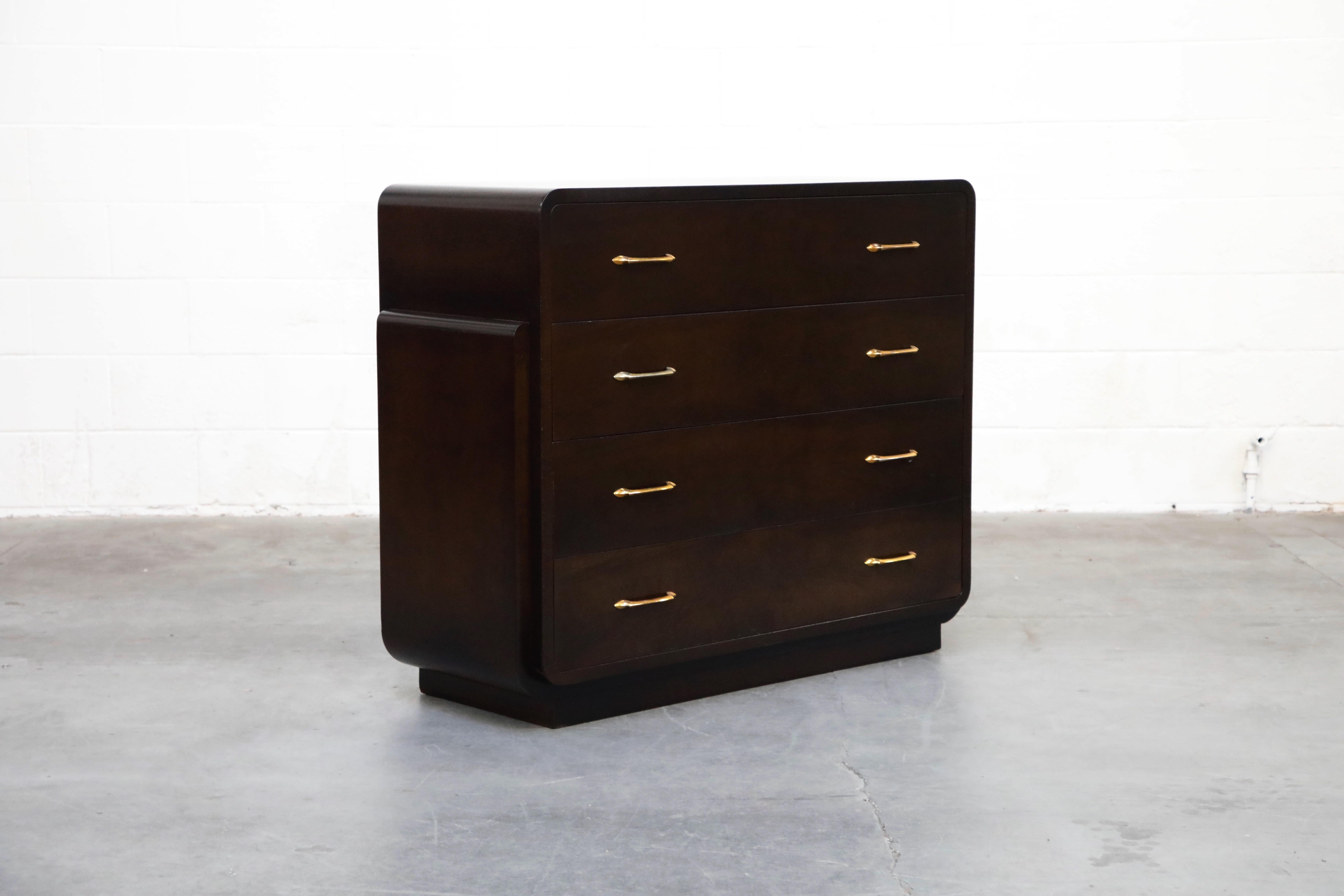 American Restored Widdicomb Streamline Moderne Chest of Drawers, circa 1940s, Signed