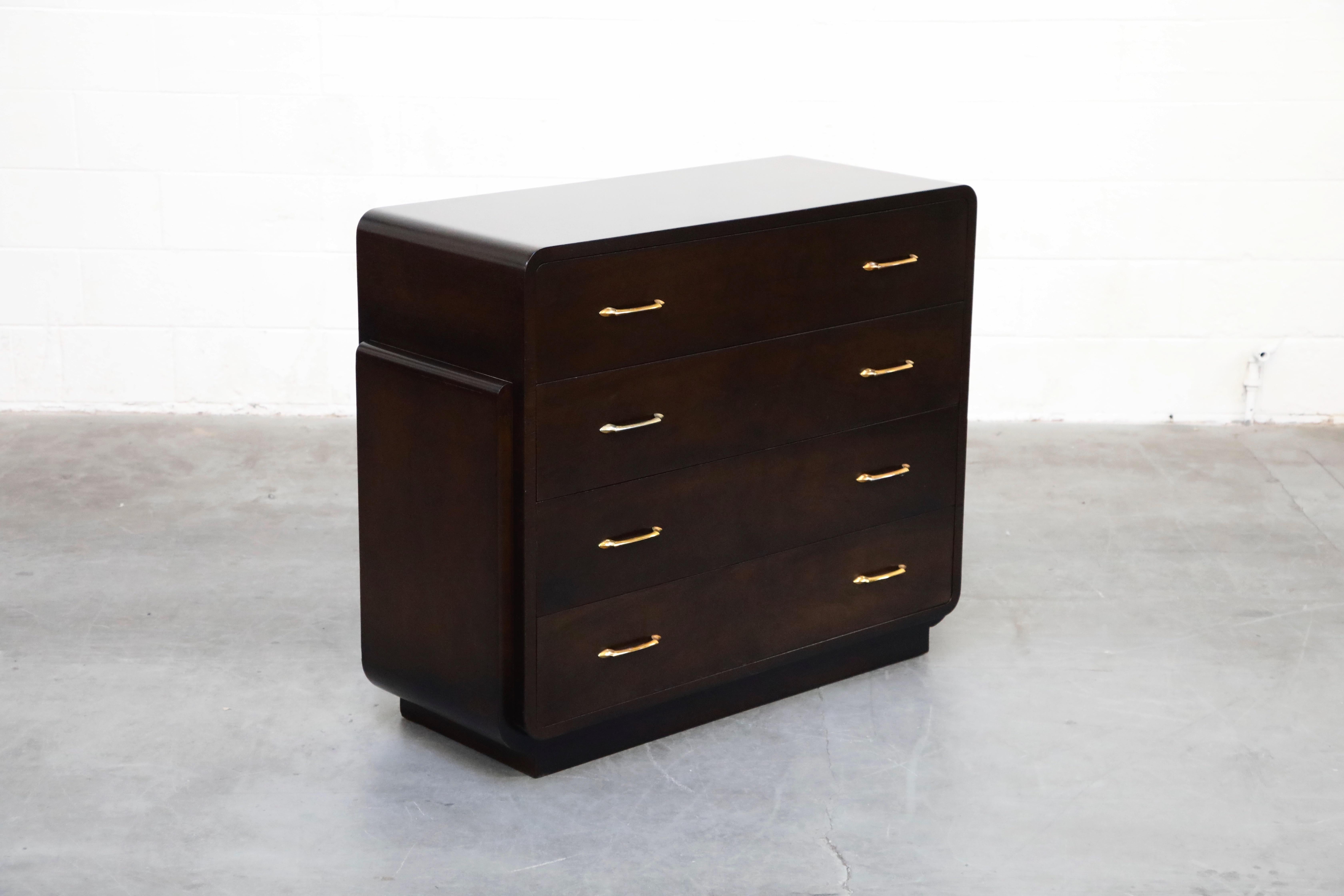 Restored Widdicomb Streamline Moderne Chest of Drawers, circa 1940s, Signed In Excellent Condition In Los Angeles, CA