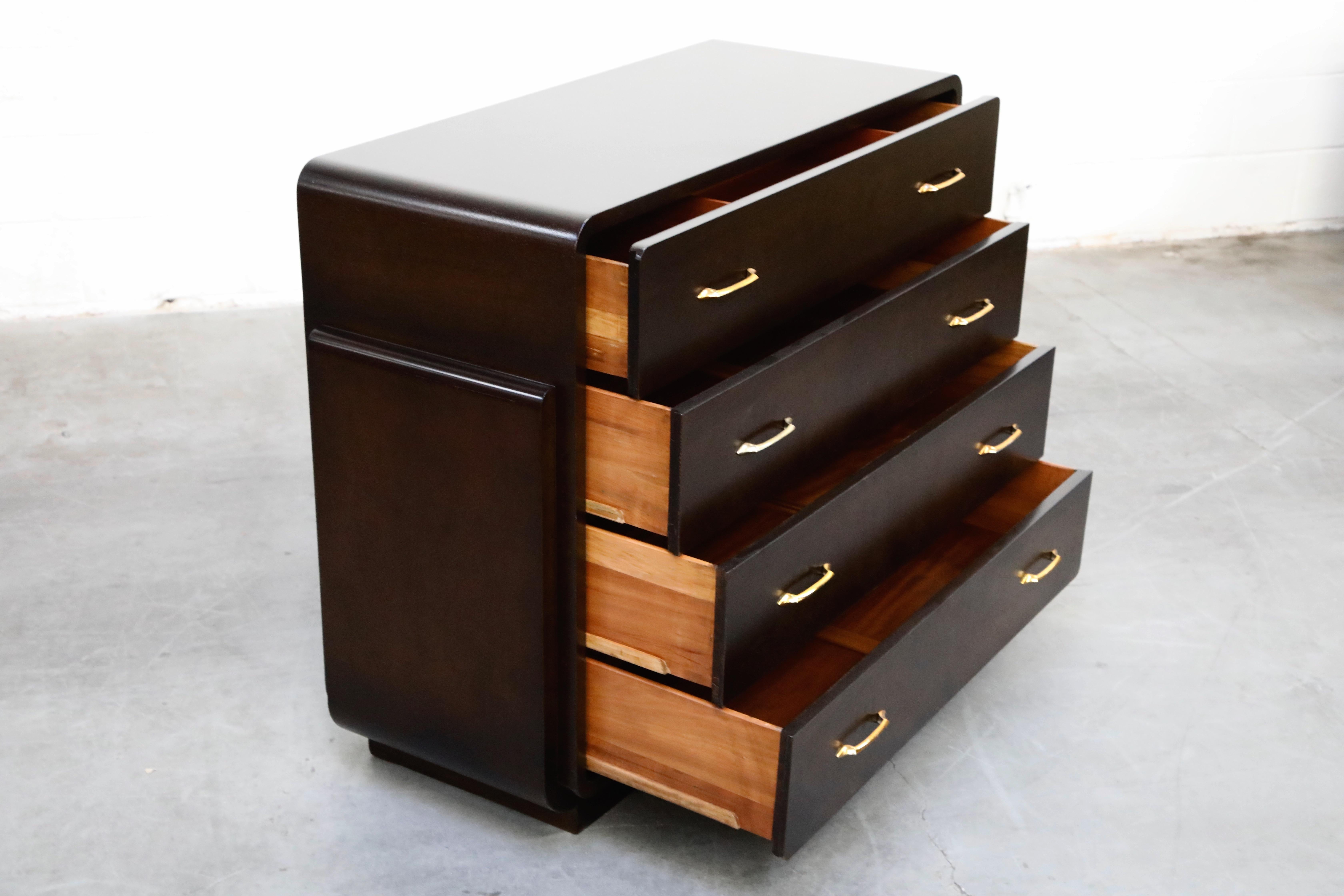Mid-20th Century Restored Widdicomb Streamline Moderne Chest of Drawers, circa 1940s, Signed
