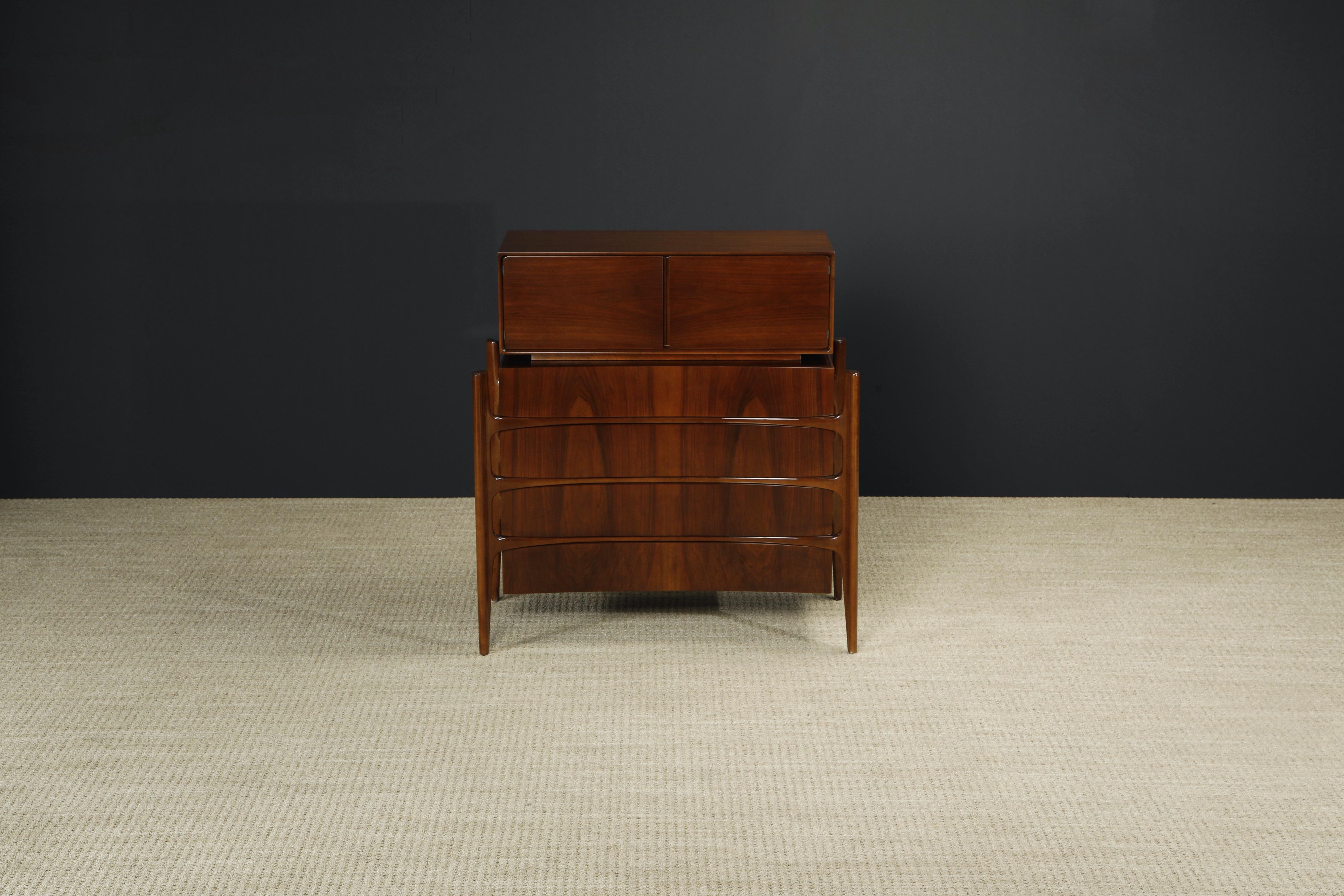 Mid-Century Modern Restored William Hinn Anthropomorphic Highboy Dresser, 1950s Sweden, Signed  For Sale