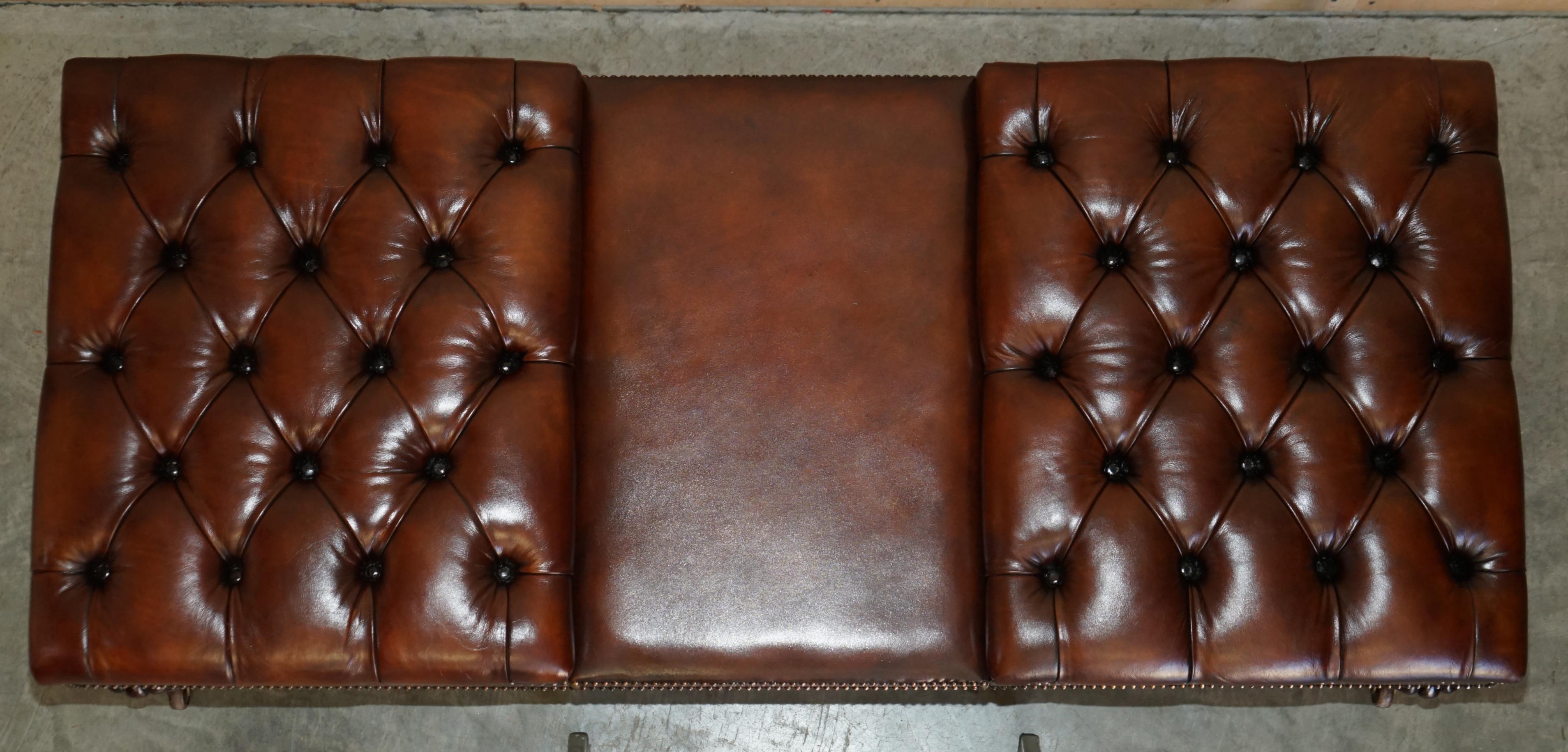 RESTORED WILLIAM IV CIRCA 1830 CHESTERFiELD BROWN LEATHER OTTOMAN FOOTSTOOL 3