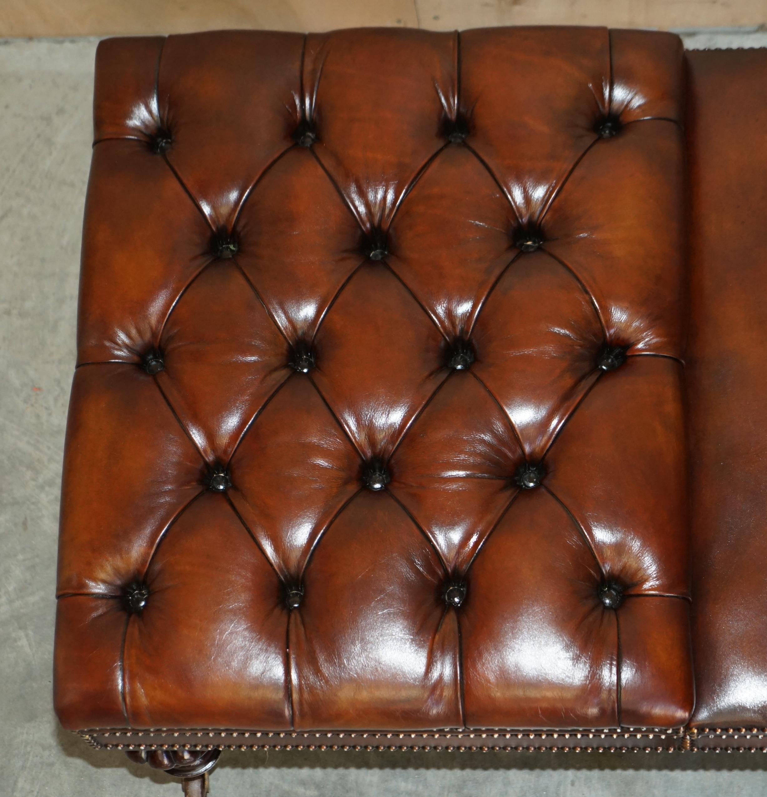 RESTORED WILLIAM IV CIRCA 1830 CHESTERFiELD BROWN LEATHER OTTOMAN FOOTSTOOL 4