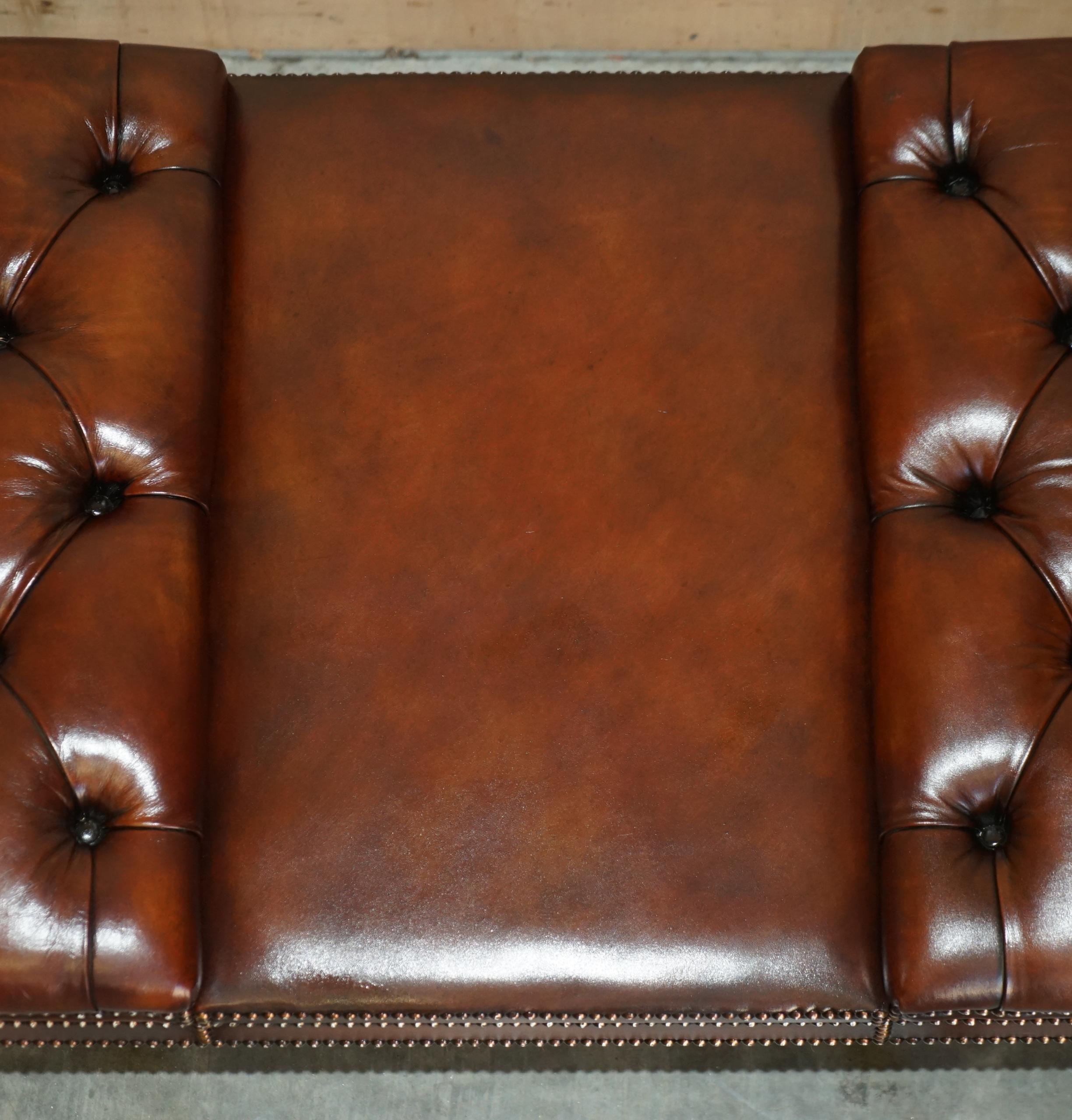 RESTORED WILLIAM IV CIRCA 1830 CHESTERFiELD BROWN LEATHER OTTOMAN FOOTSTOOL 5