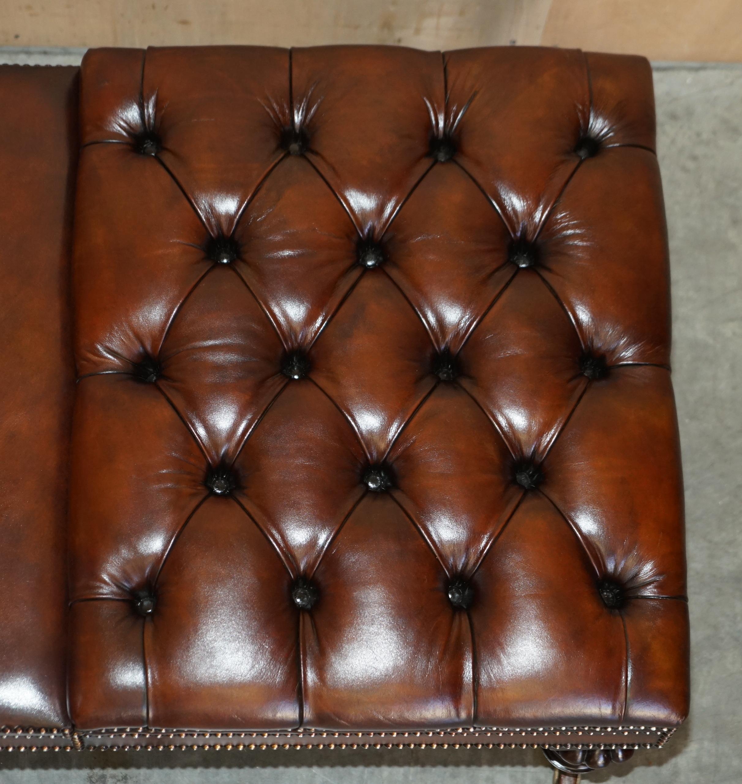 RESTORED WILLIAM IV CIRCA 1830 CHESTERFiELD BROWN LEATHER OTTOMAN FOOTSTOOL 6