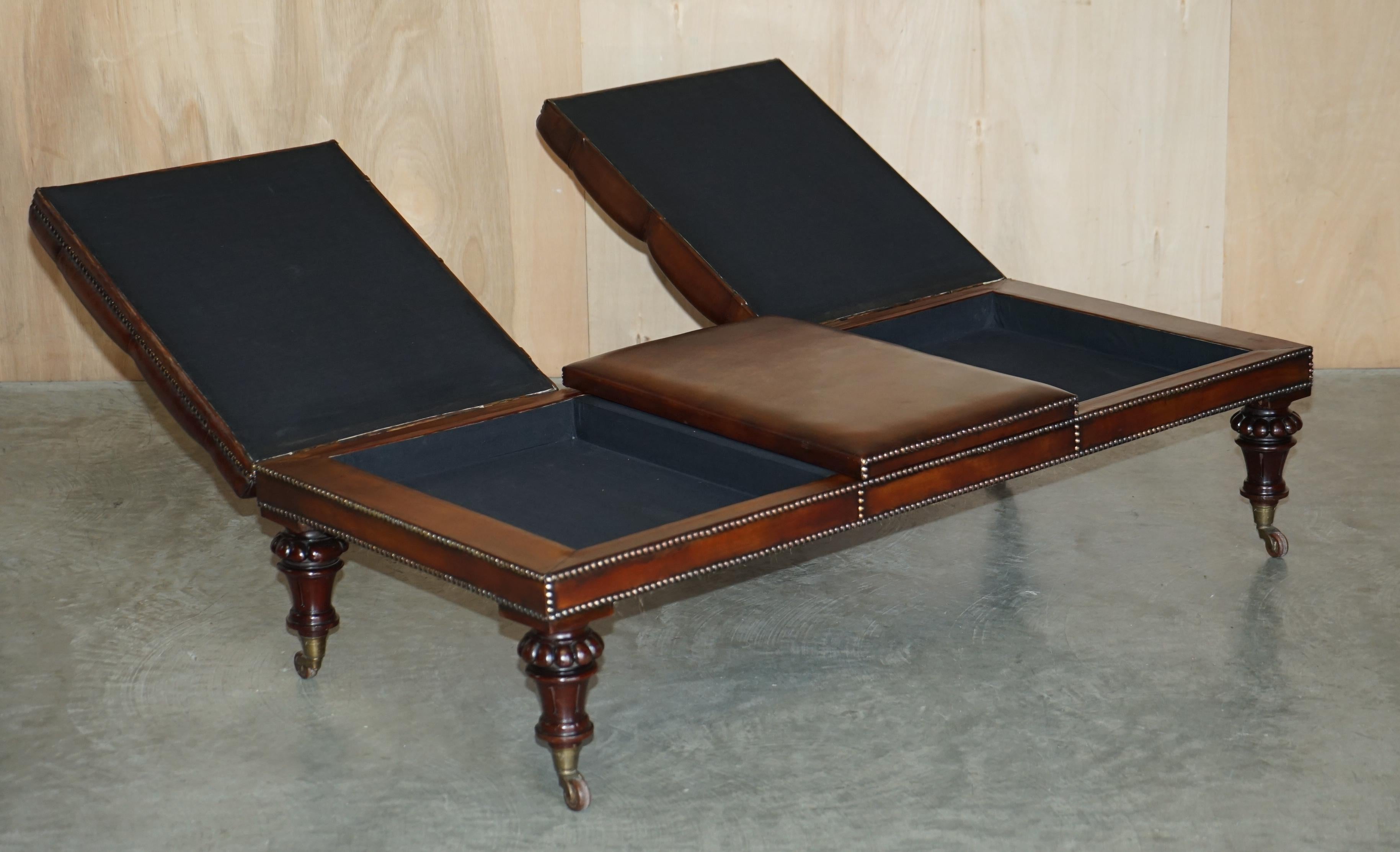 RESTORED WILLIAM IV CIRCA 1830 CHESTERFiELD BROWN LEATHER OTTOMAN FOOTSTOOL 10