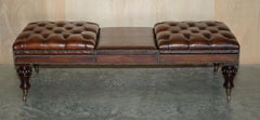 RESTORIERTER WILLIAM IV CIRCA 1830 CHESTERFiELD BROWN LEATHER OTTOMAN FOOTSTOOL
