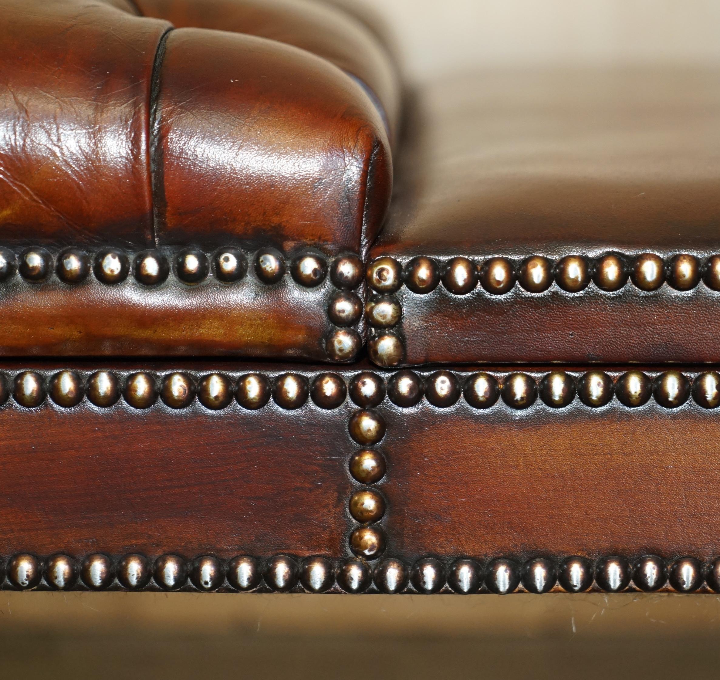 RESTORED WILLIAM IV CIRCA 1830 CHESTERFiELD BROWN LEATHER OTTOMAN FOOTSTOOL 2