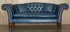 RESTORED WILLIAM IV CIRCA 1830 CHESTERFiELD REGENCY BLUE LEATHER HUMP BACK SOFA