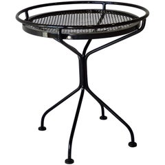 Restored Woodard Wrought Iron and Steel Circular Mesh Patio Side Table