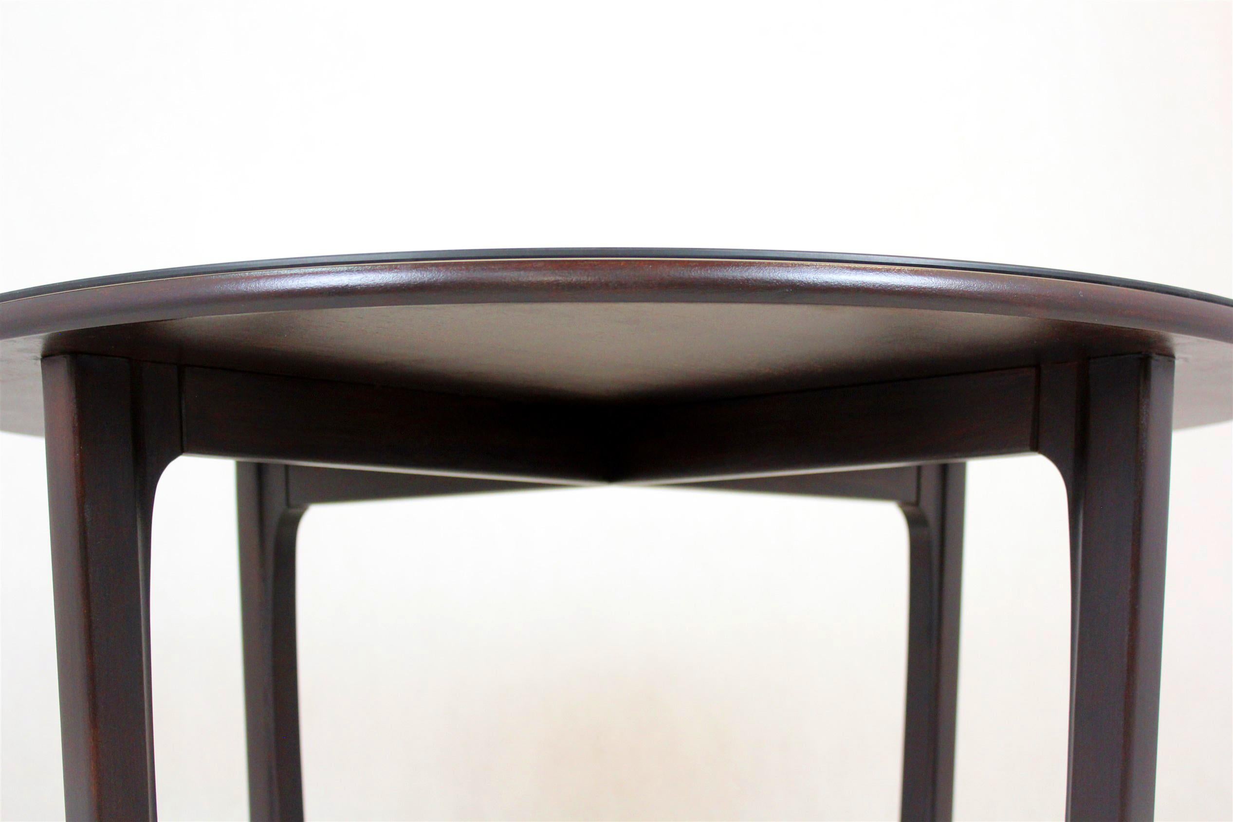 Restored Wooden Round Coffee Table, Czechoslovakia, 1970s For Sale 6