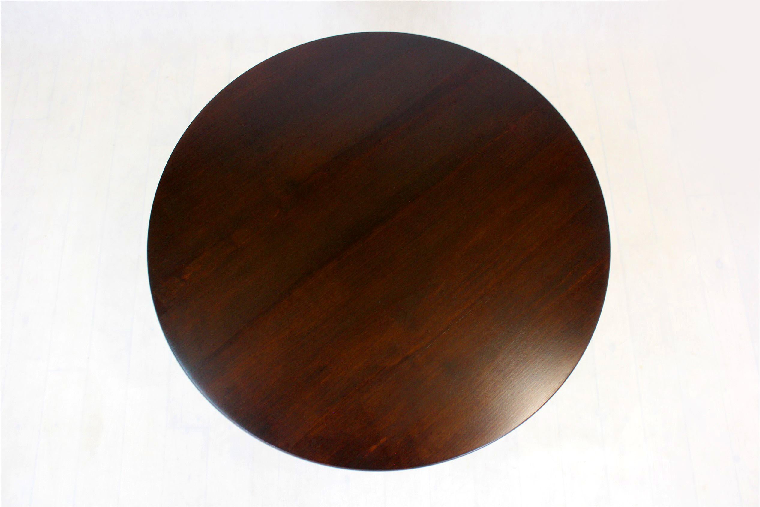 Restored Wooden Round Coffee Table, Czechoslovakia, 1970s For Sale 7
