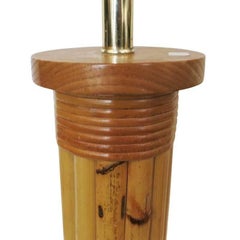 Restored Wrapped Rattan Pole Lamp with Mahogany Base
