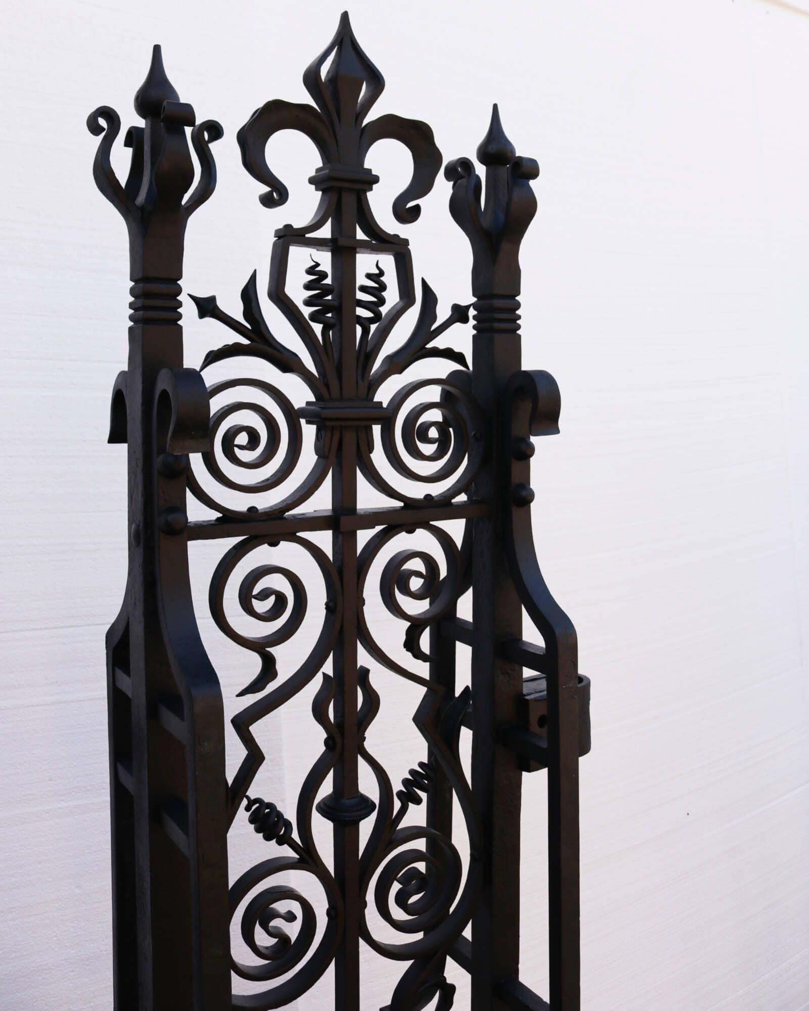 Restored Wrought Iron Driveway Gate & Posts 293.5 cm (9'6