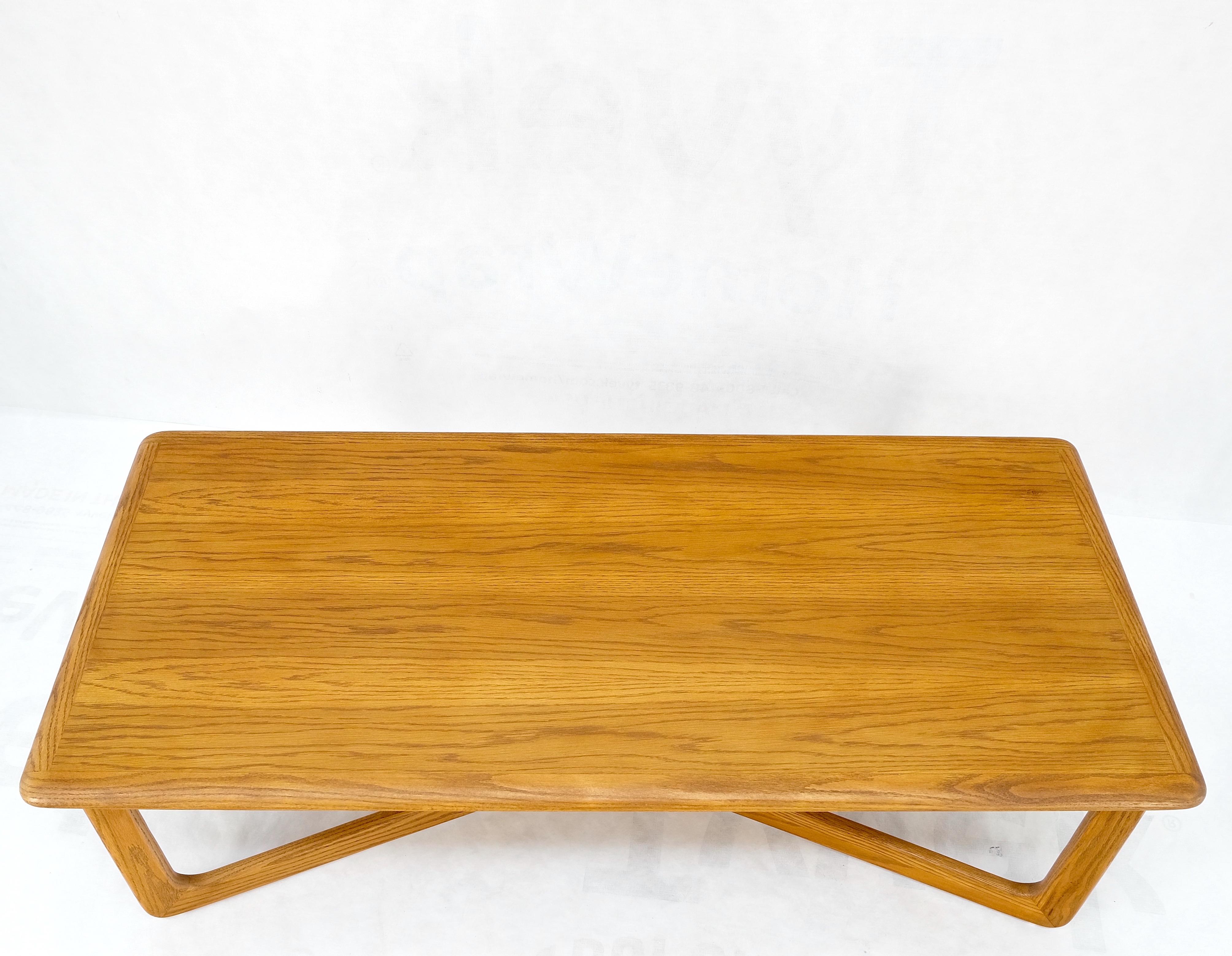 Restored X base rectangle chestnut coffee table by Lane Mid-Century Modern mint!