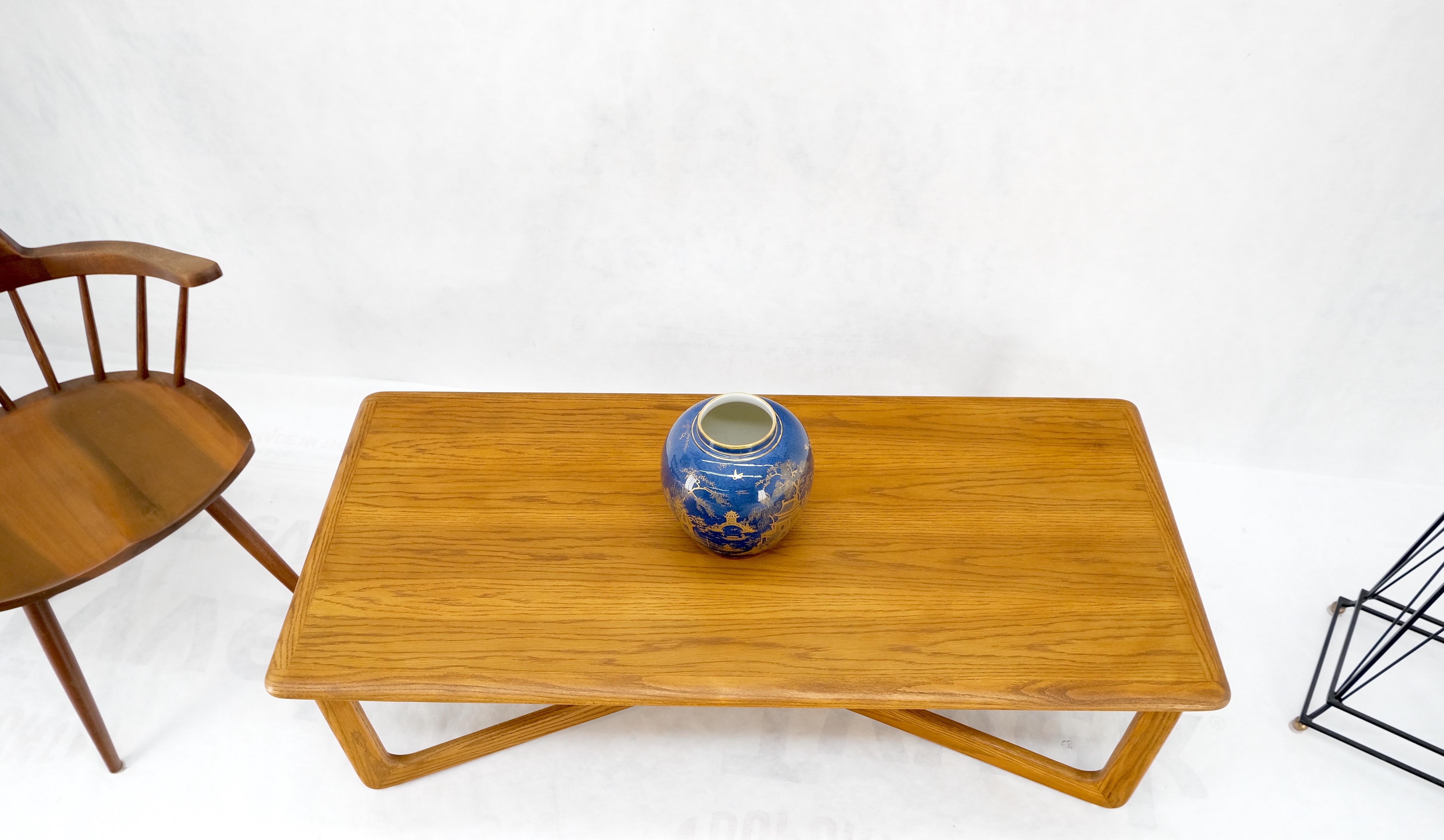 Lacquered Restored x Base Rectangle Chestnut Coffee Table by Lane Mid-Century Modern Mint! For Sale
