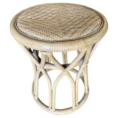 Used Restored "X" Rattan Vanity Stool with Wicker Seat