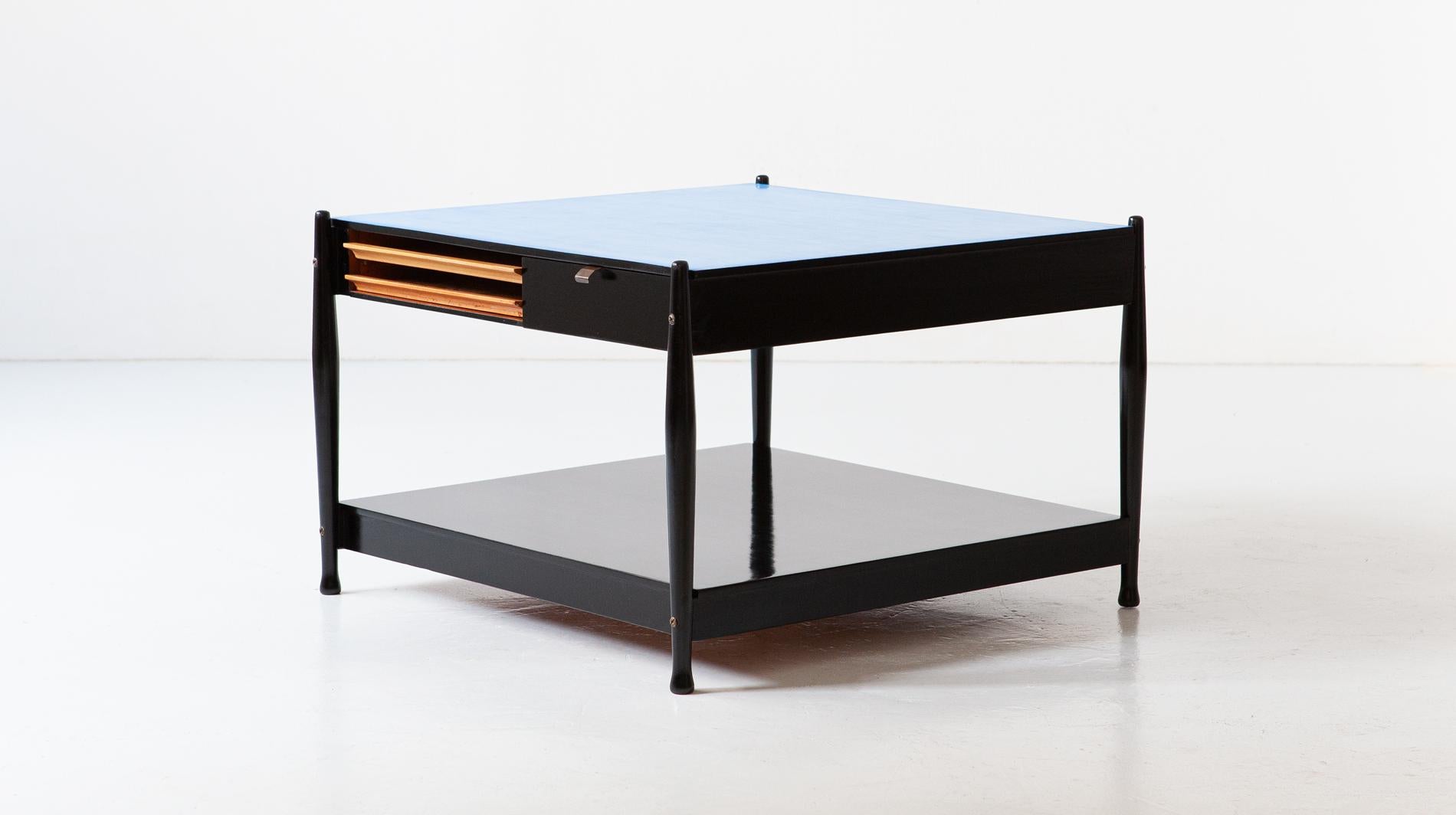 Restyled Italian Black and Blue Coffee Table by Fratelli Reguitti, 1950s 1
