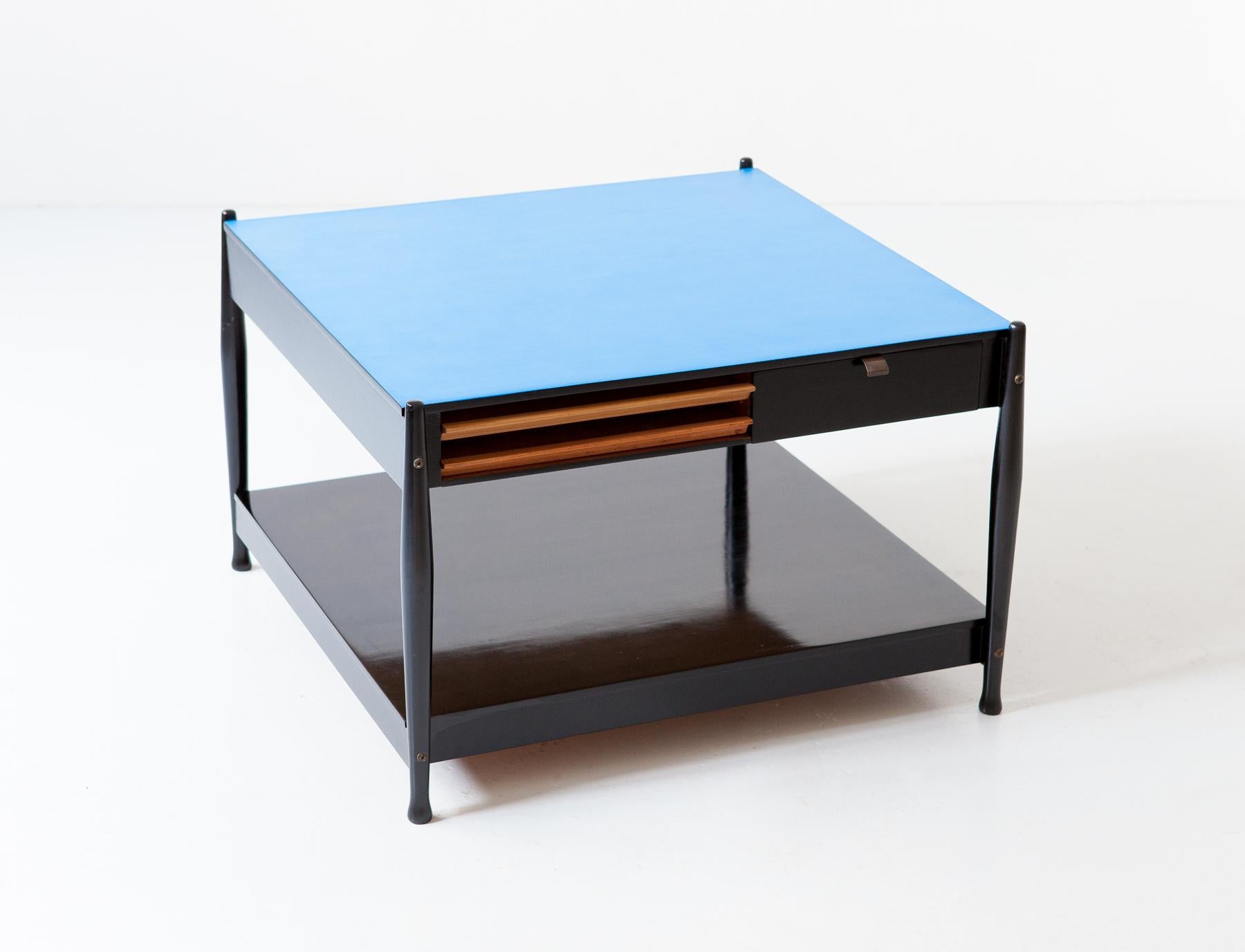 Restyled Italian Black and Blue Coffee Table by Fratelli Reguitti, 1950s 2