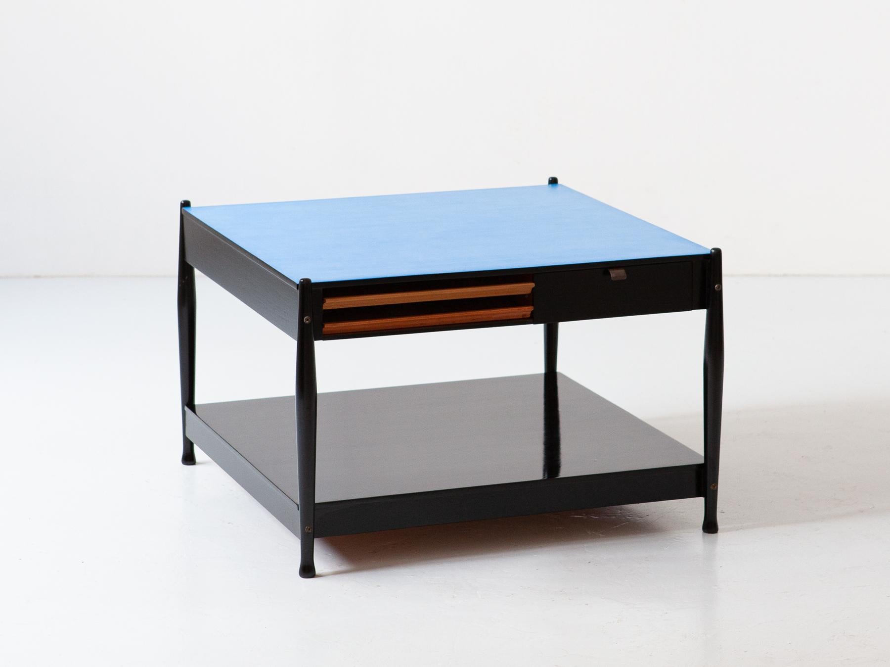 Restyled Italian Black and Blue Coffee Table by Fratelli Reguitti, 1950s 3