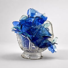 "Indigo genießen" - Vintage Glasskulptur