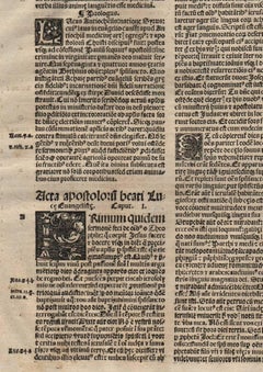 "Resurrection Ascension Pentecost, " Acts, 1523 Latin Bible Leaf Medieval